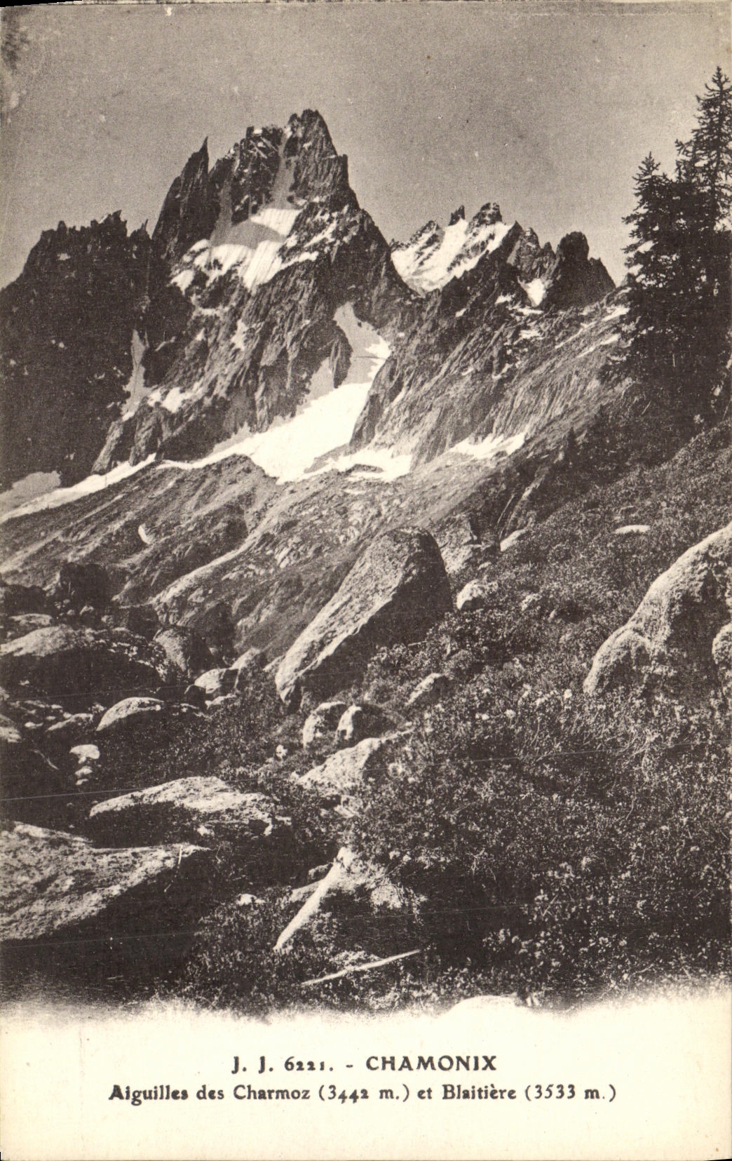 VINTAGE POSTCARD Chamonix Mont Blanc Needles of Charmoz and Blaitiere