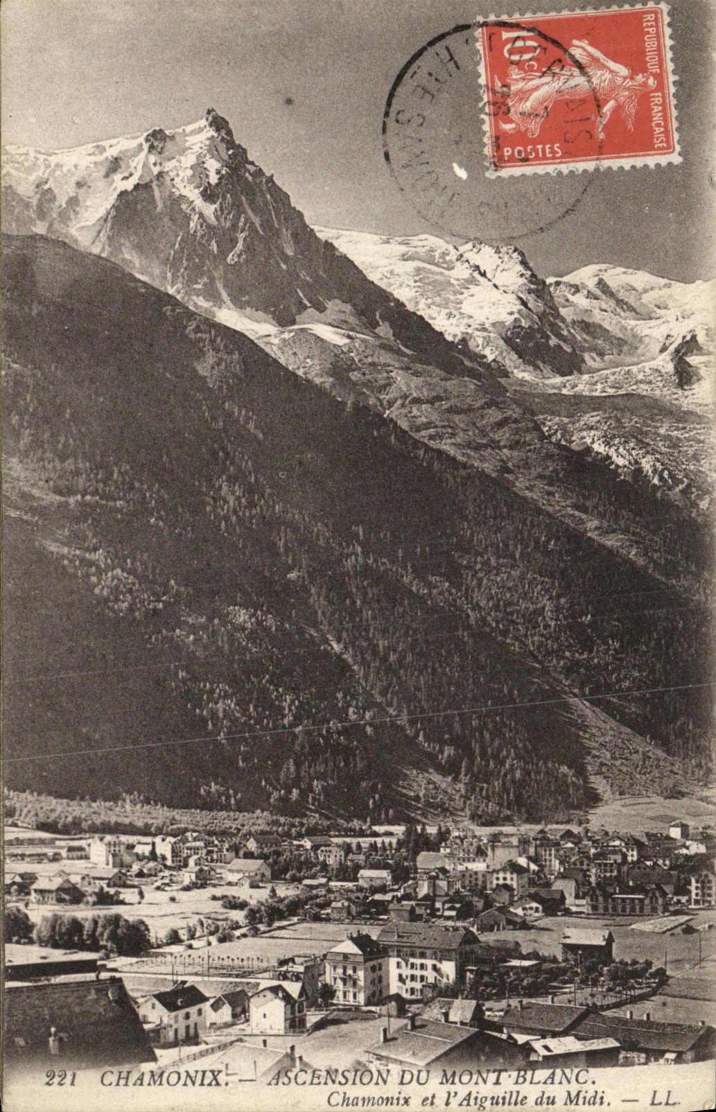 VINTAGE POSTCARD Chamonix Climbing of Mont Blanc Chamonix and L switches South