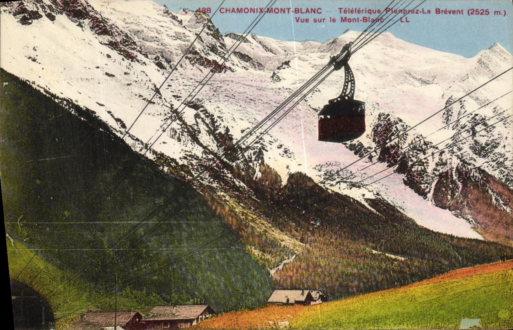 VINTAGE POSTCARD Chamonix Mont Blanc Planpraz Teleferic Seen On Mont Blanc
