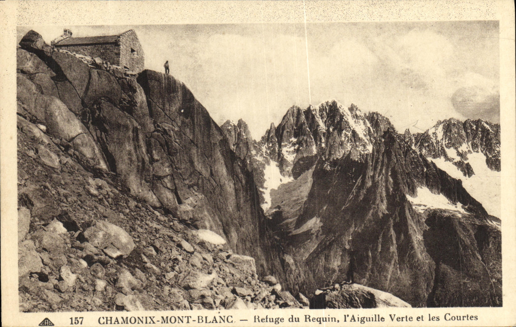 VINTAGE POSTCARD Chamonix Mont Blanc Refuge of the Shark L Switches green and the short ones