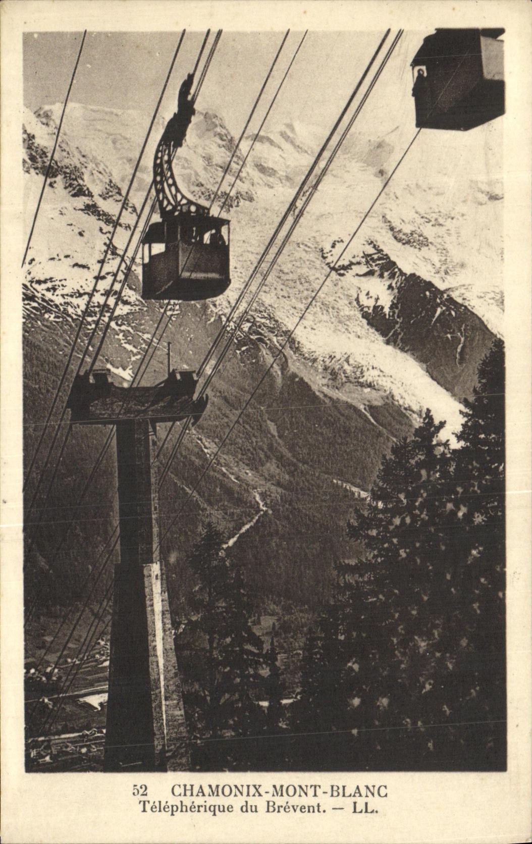 VINTAGE POSTCARD Chamonix Mont Blanc Cable car of Brevent