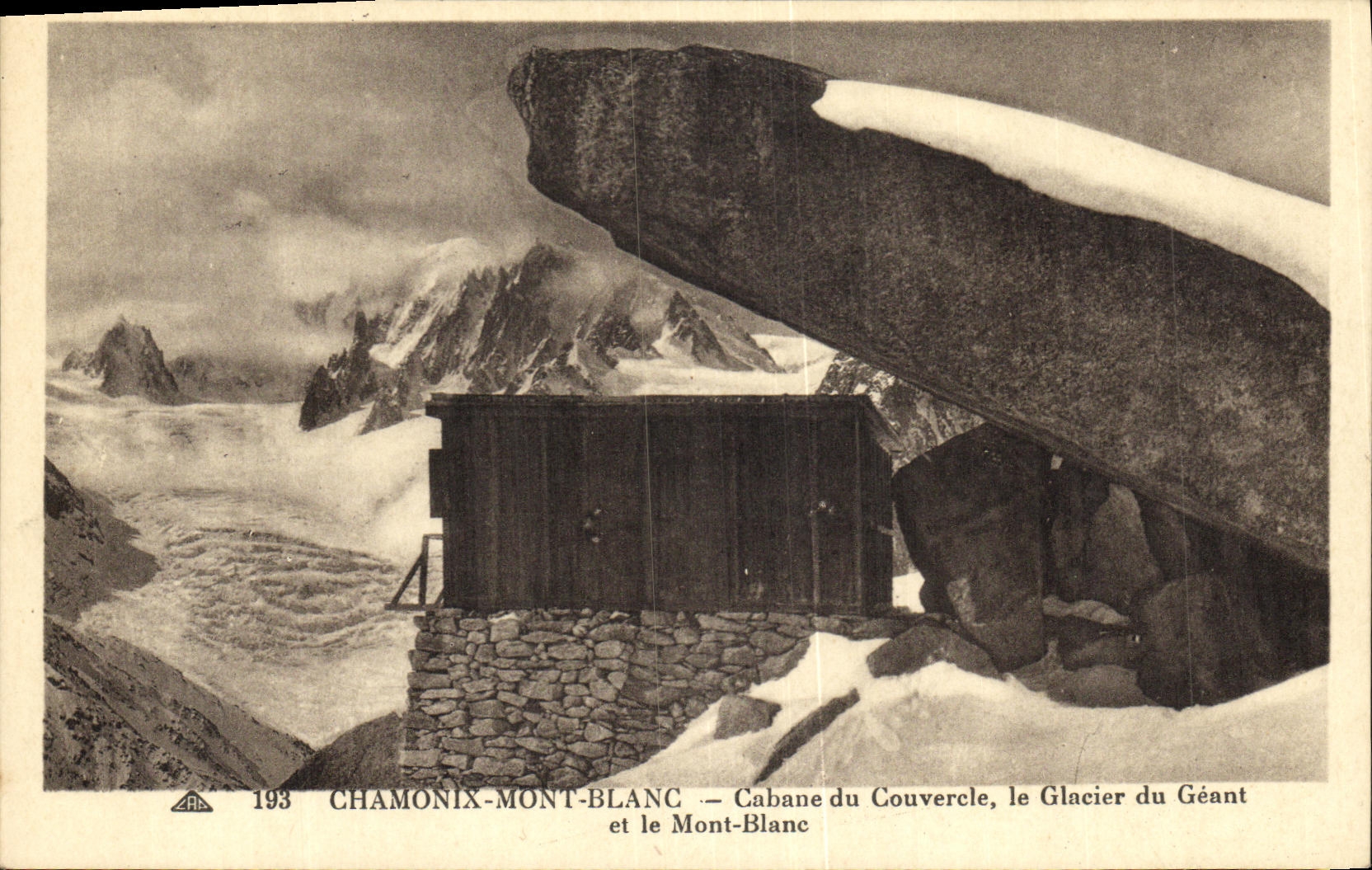 VINTAGE POSTCARD Chamonix Mont Blanc Cants lid the glacier of the giant and Mont Blanc