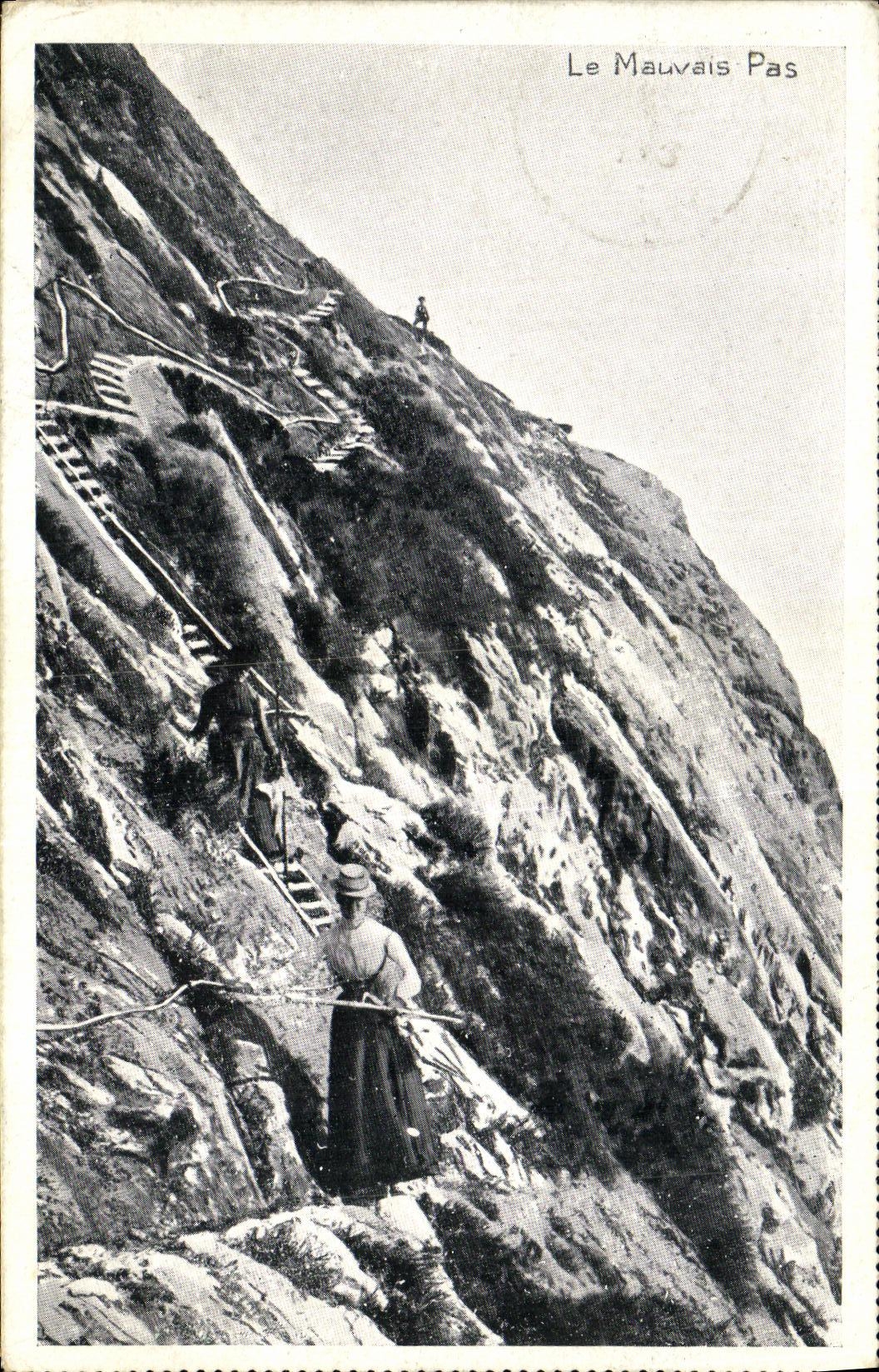 VINTAGE POSTCARD Chamonix Mont Blanc the bad step