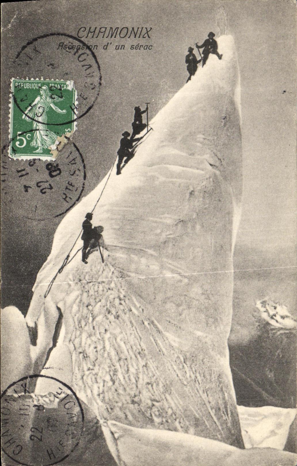 VINTAGE POSTCARD Chamonix Climbing D a Serac alpinism