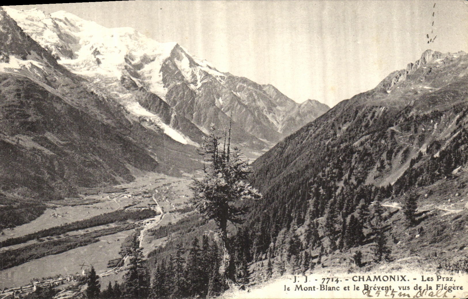 VINTAGE POSTCARD Chamonix Praz the Mont Blanc and Brevent seen of Flegere