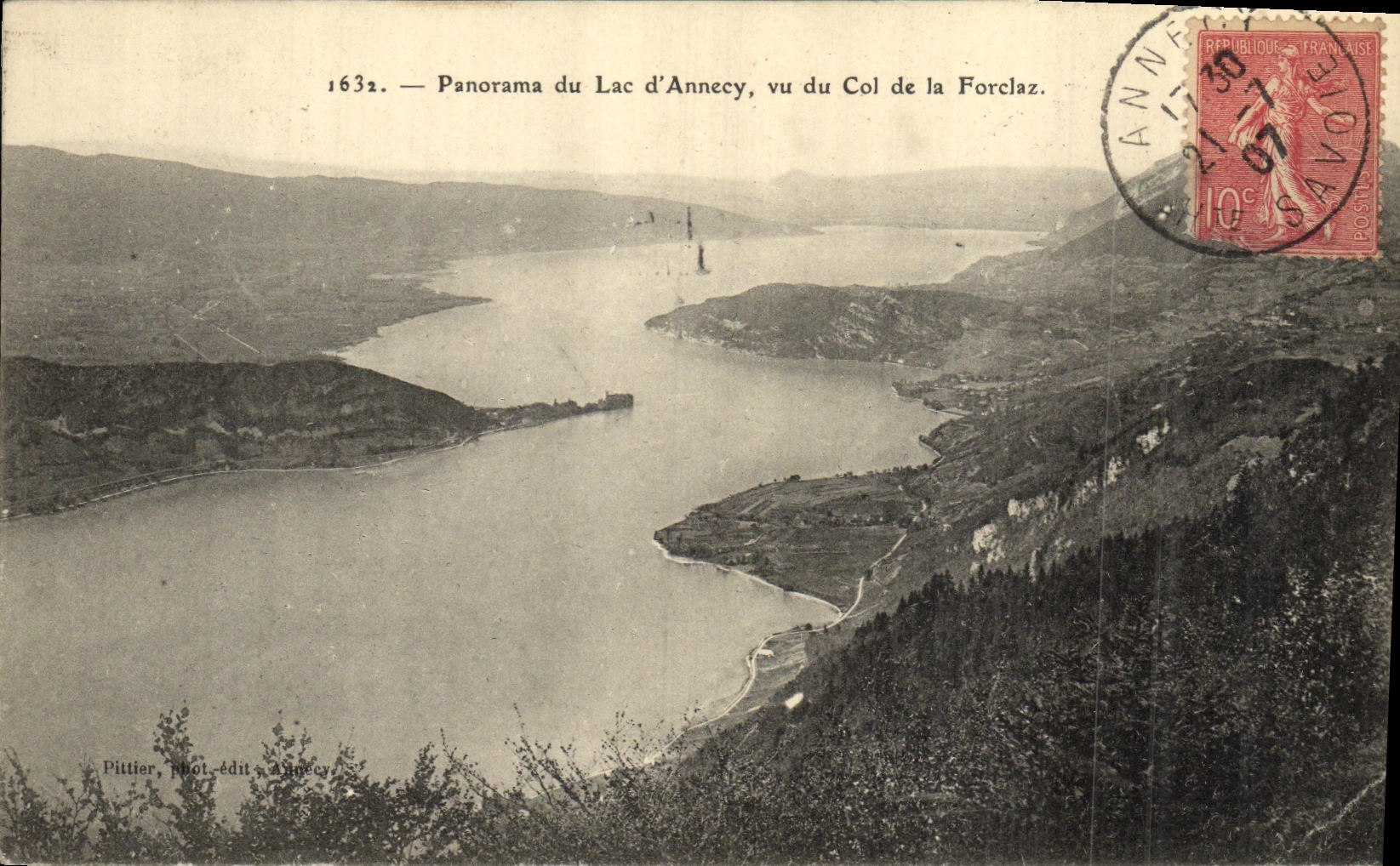 CPA Lac Annecy Panorama du Lac vu du col de la Forclaz