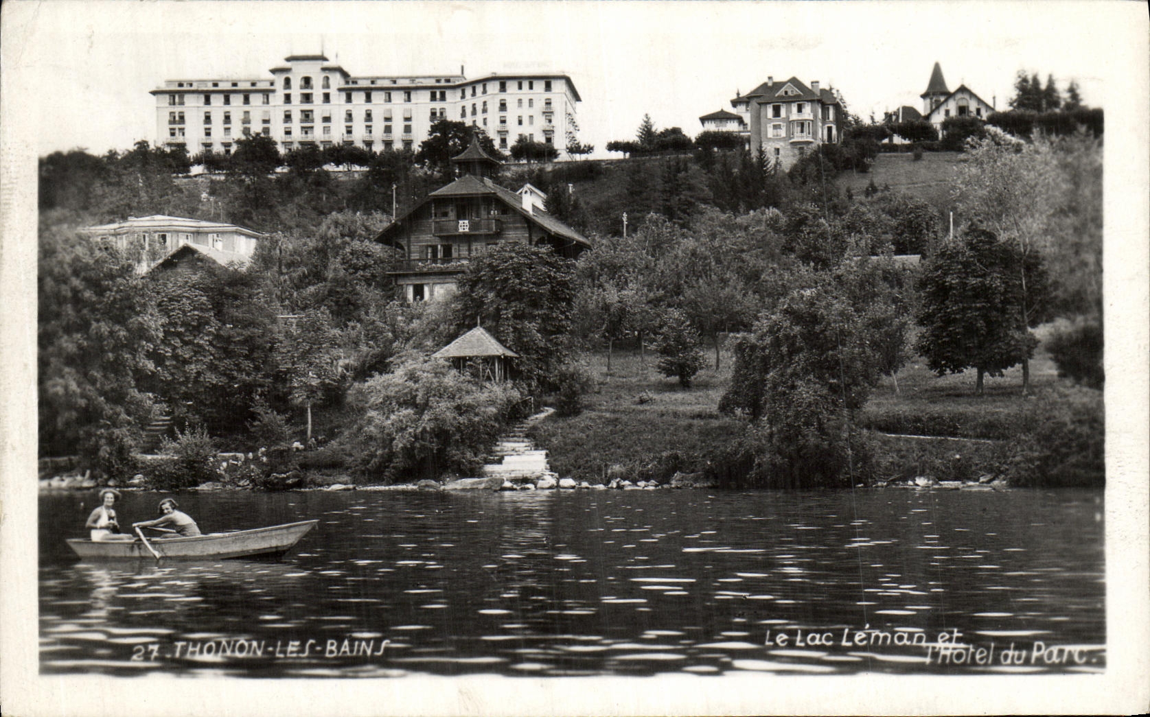 VINTAGE POSTCARD Thonon les Bains the Lake Leman and L Hotel of the park