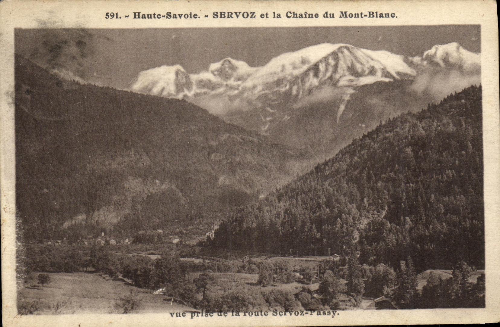 VINTAGE POSTCARD High Savoy Servoz and the chain of Mont Blanc
