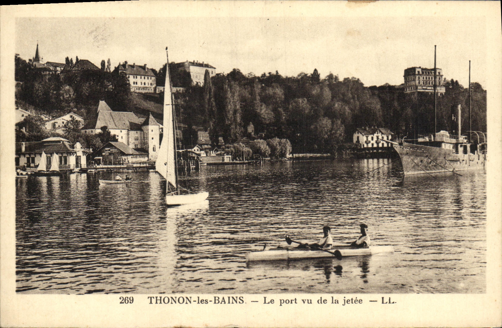 VINTAGE POSTCARD Thonon les Bains the Port Seen of the Pier