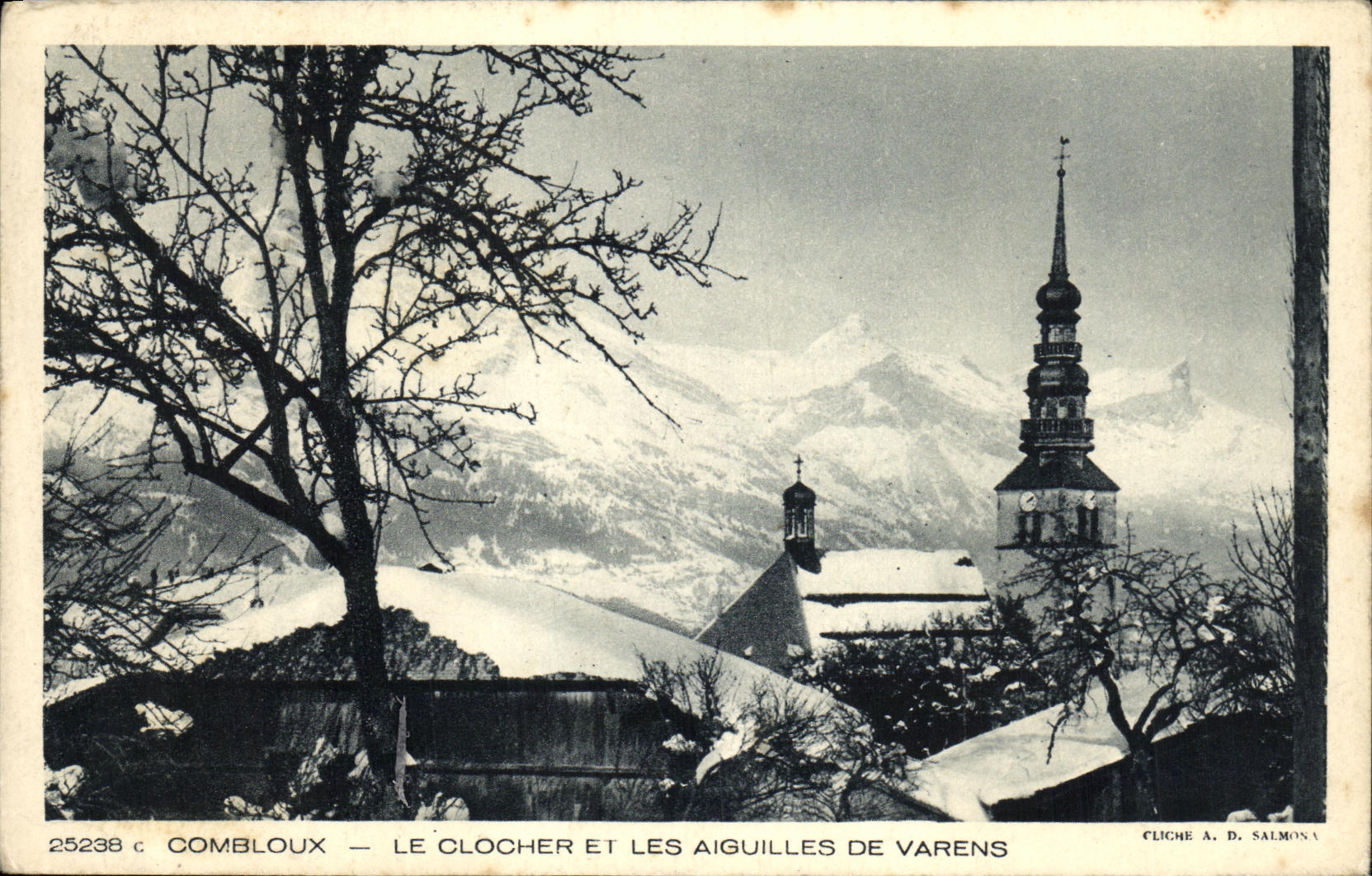 VINTAGE POSTCARD Combloux the Bell tower And the Needles De Varens