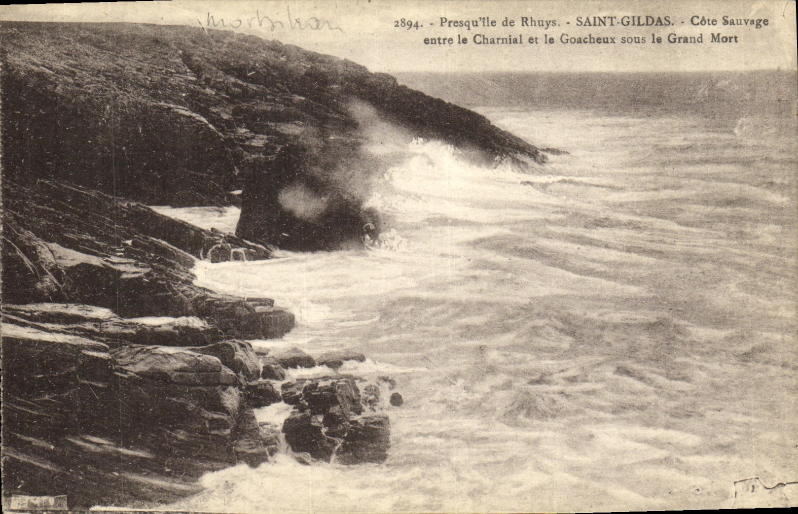 CPA Presquile de Rhuys Saint Gildas Cote Sauvage entre le Charnial et le Goacheux sous le Grand Mort