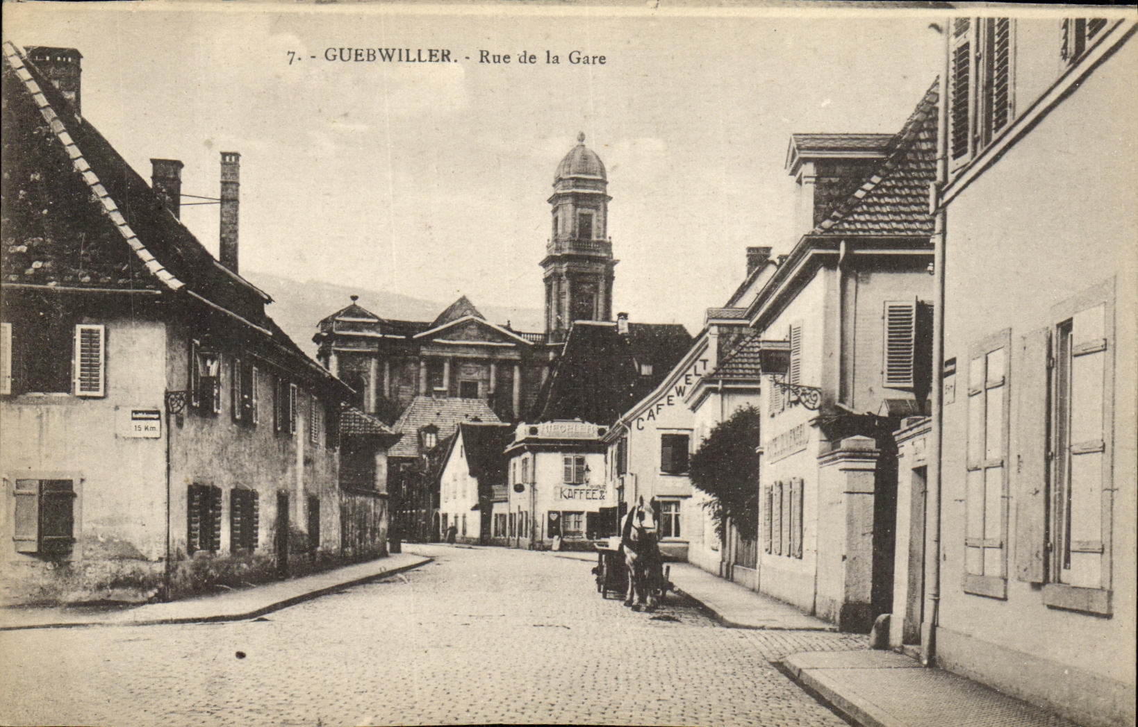 VINTAGE POSTCARD Guebwiller Street of the Station
