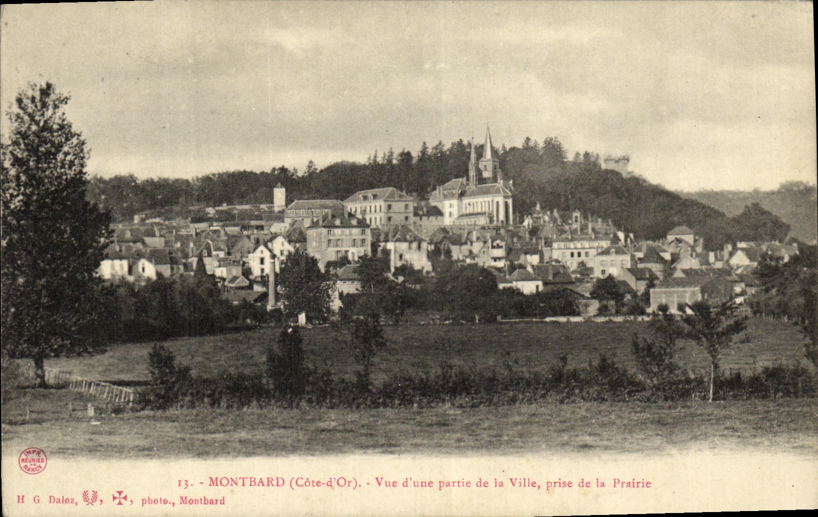 VINTAGE POSTCARD Montbard Seen D part of the City taken of the Meadow