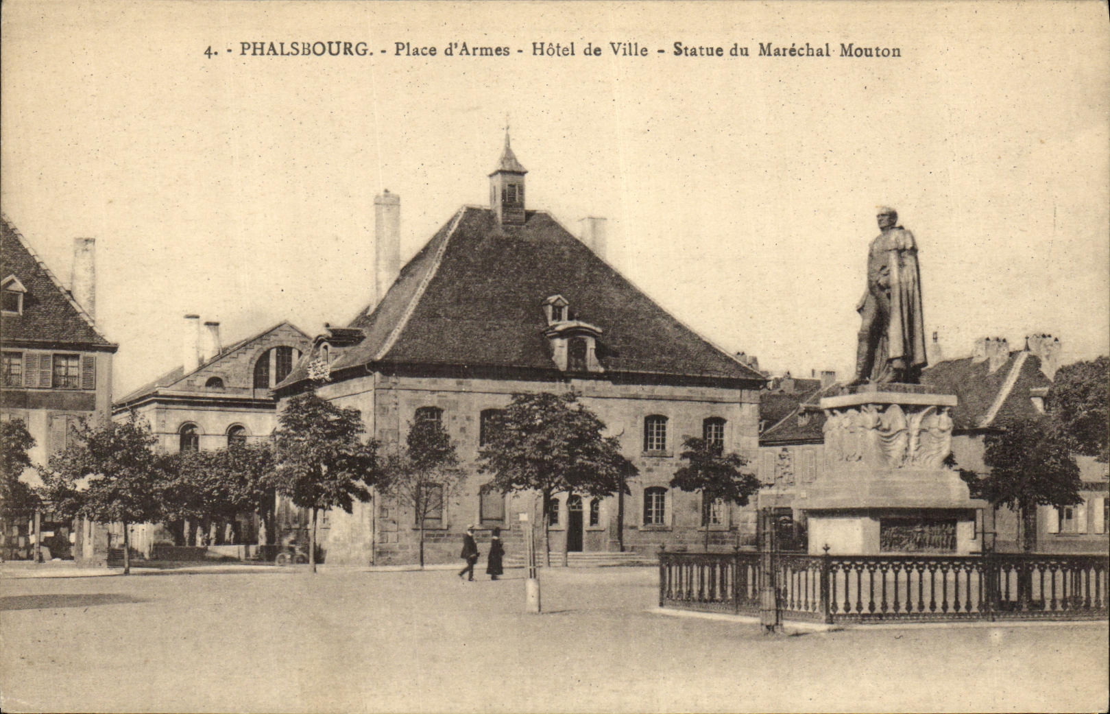 VINTAGE POSTCARD Phalsbourg Place D Armes Town hall Rules of the Marshal Sheep