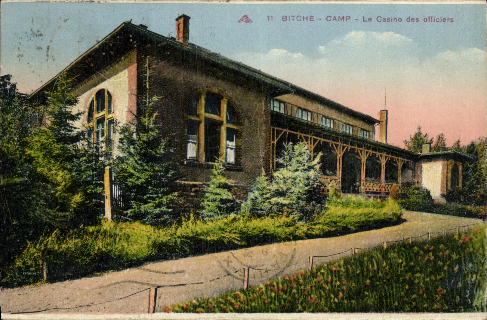 VINTAGE POSTCARD Camp of Bitche the Casino of the Militaria Officers