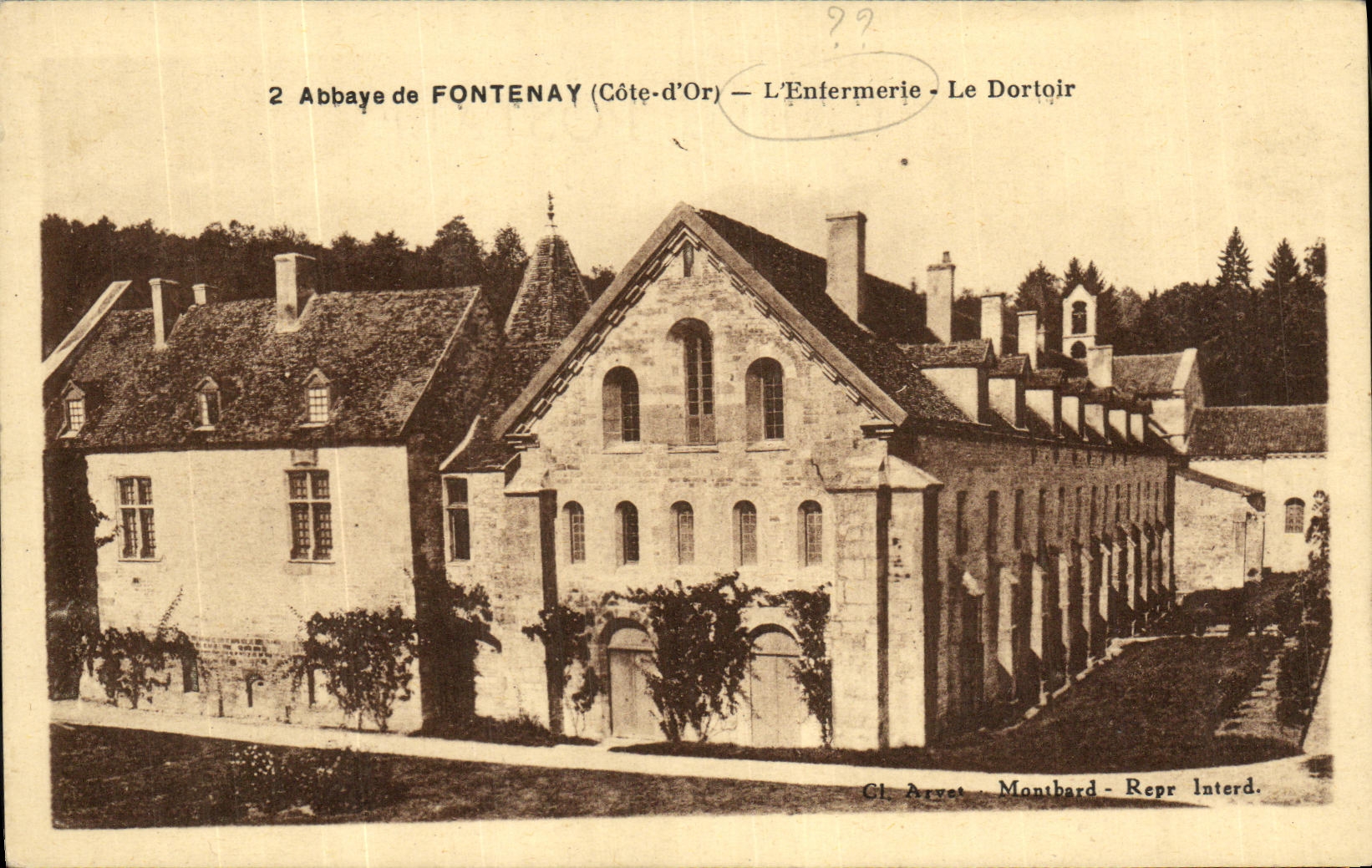 Abadia de la POSTAL de la VENDIMIA de Fontenay L Enfermerie el dormitorio