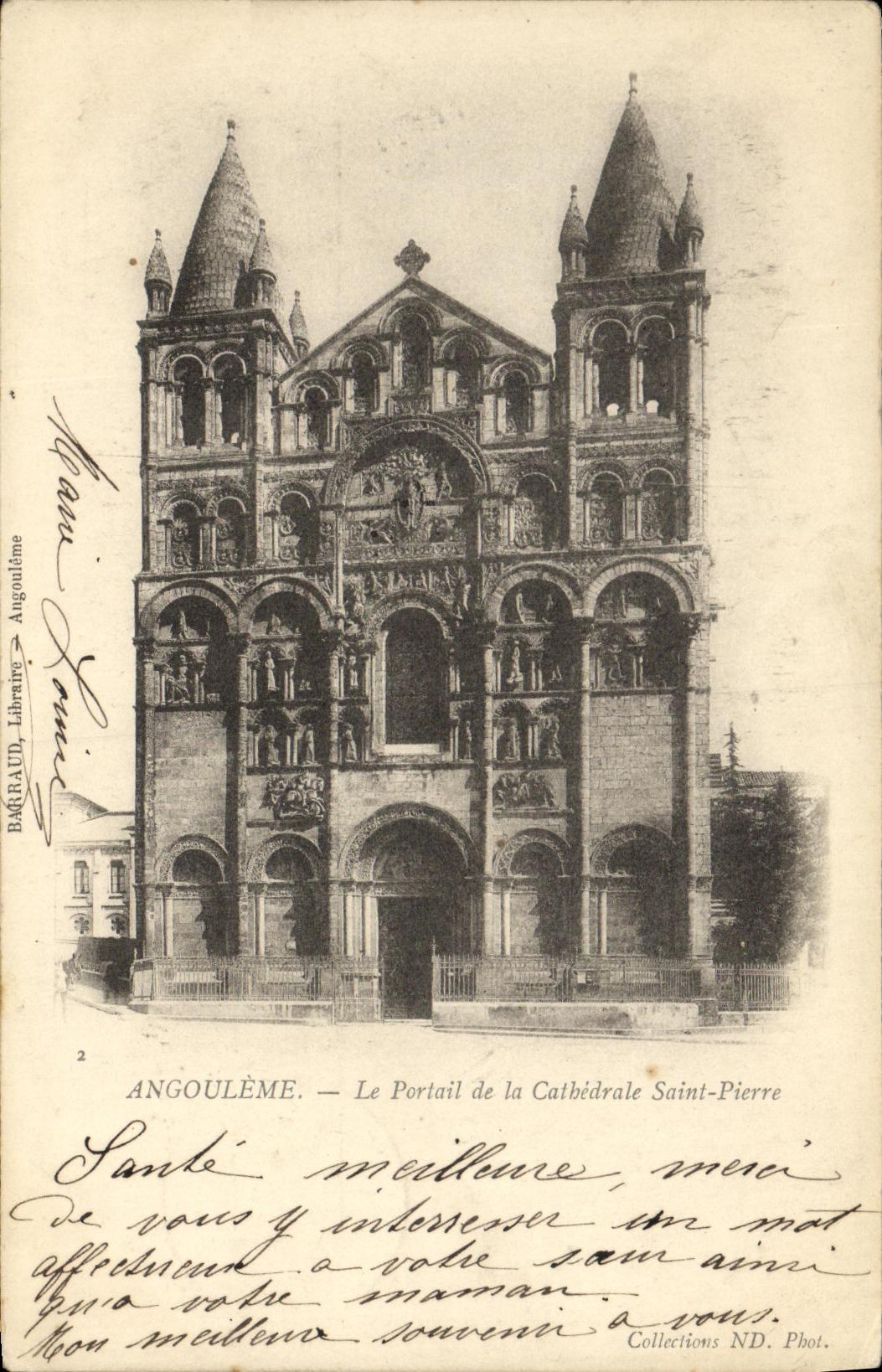 VINTAGE POSTCARD Angouleme the Gate of the Cathedral Saint Pierre