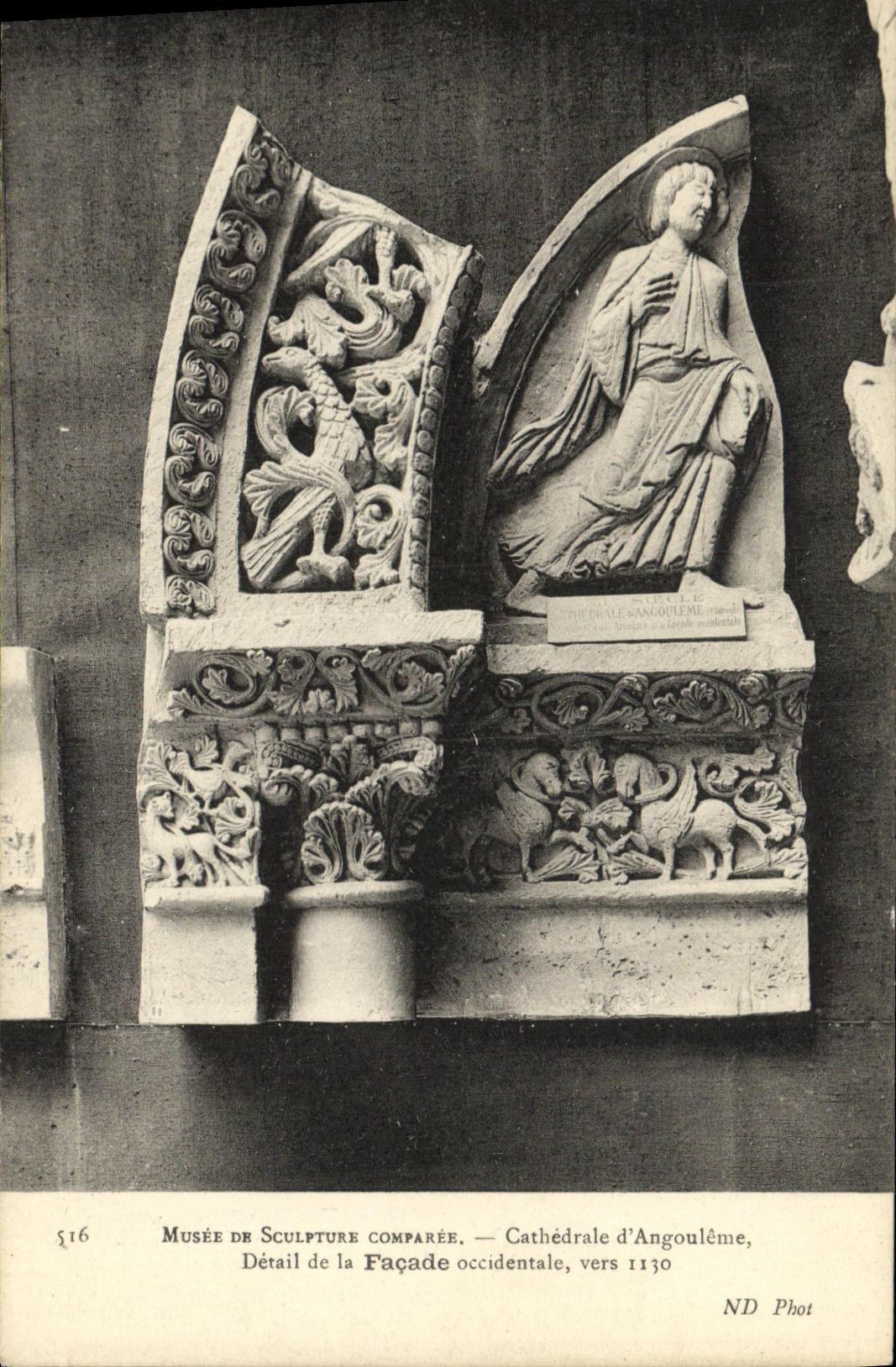 VINTAGE POSTCARD Angouleme Museum Western Detail of the frontage cathedral