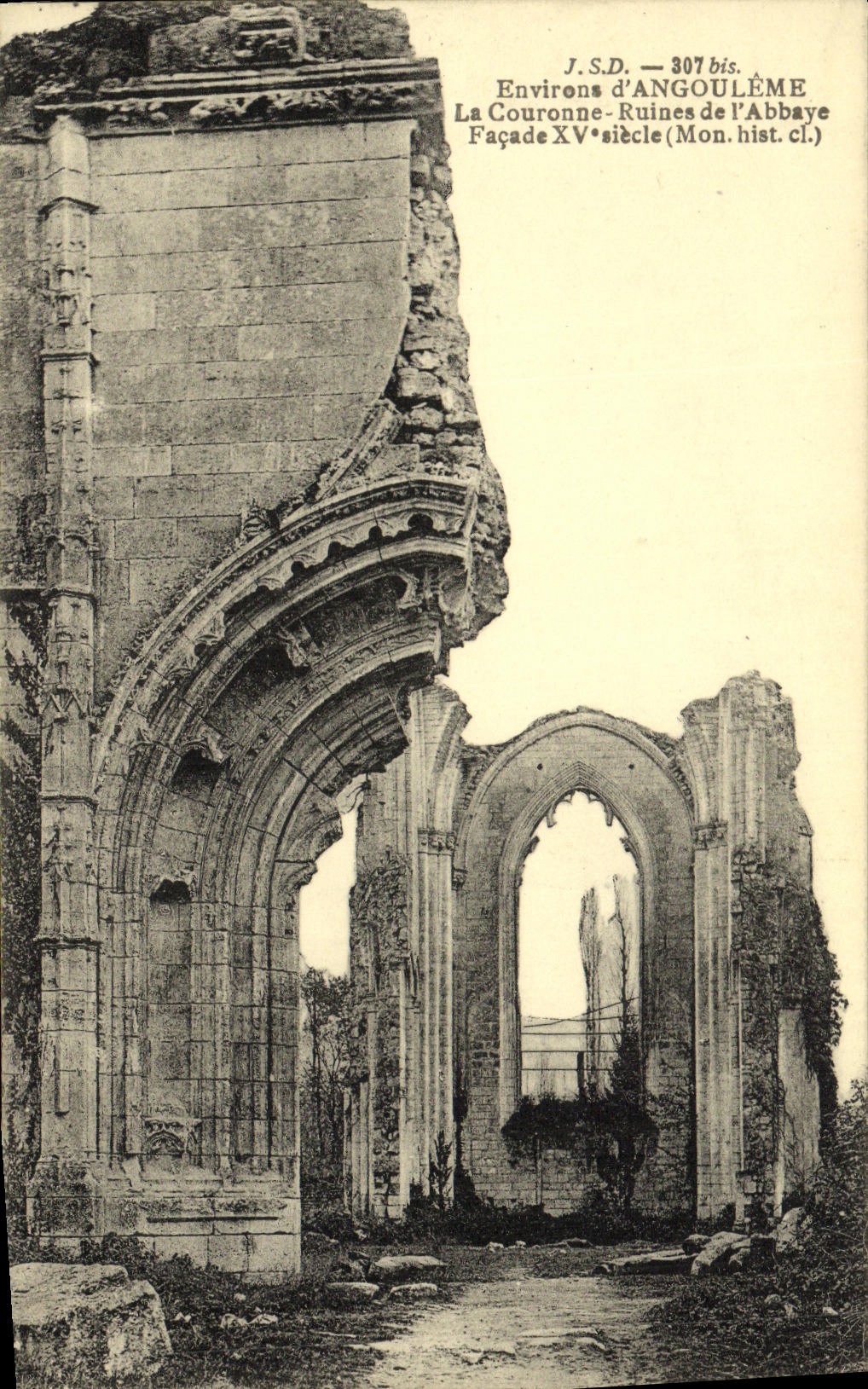 VINTAGE POSTCARD Angouleme Surroundings the Crown Ruins of L Frontage Abbey