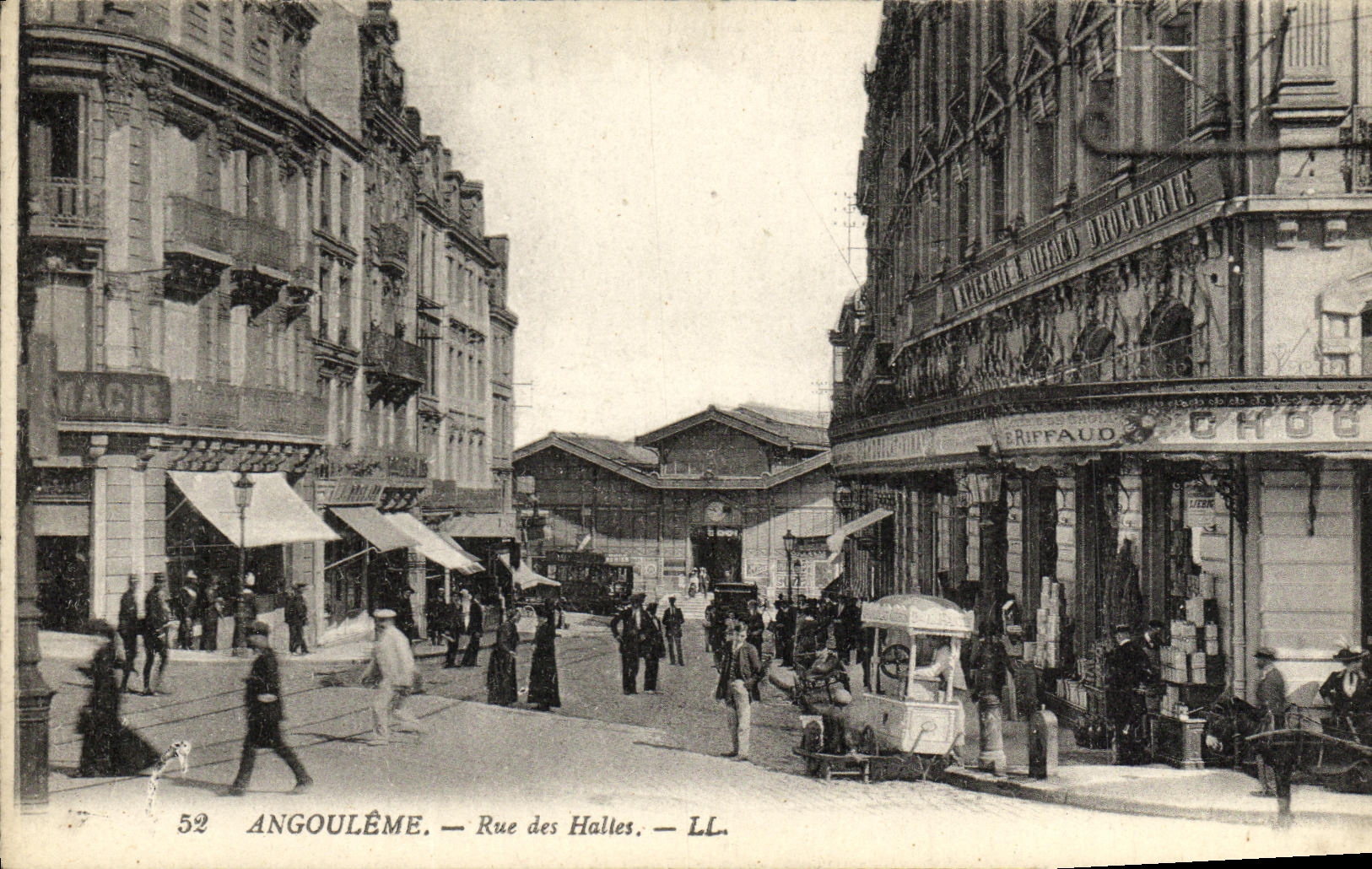 Calle de Angulema de la POSTAL de la VENDIMIA de los mercados