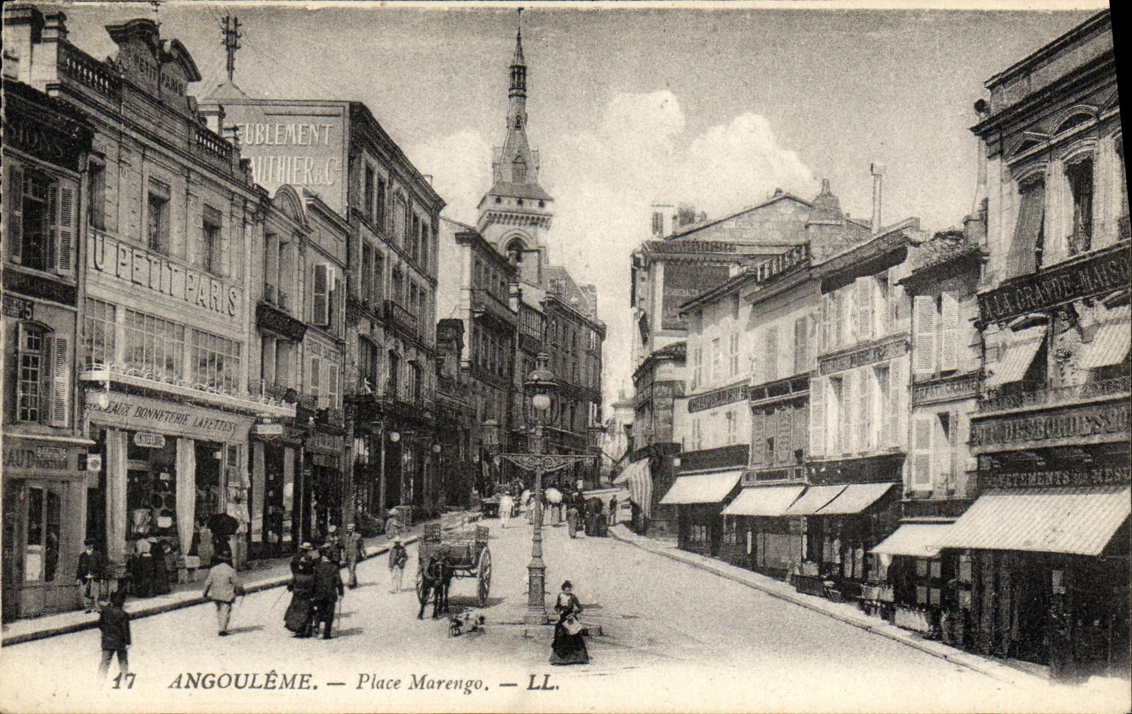 VINTAGE POSTCARD Angouleme Places Marengo At small Paris Bonneterie