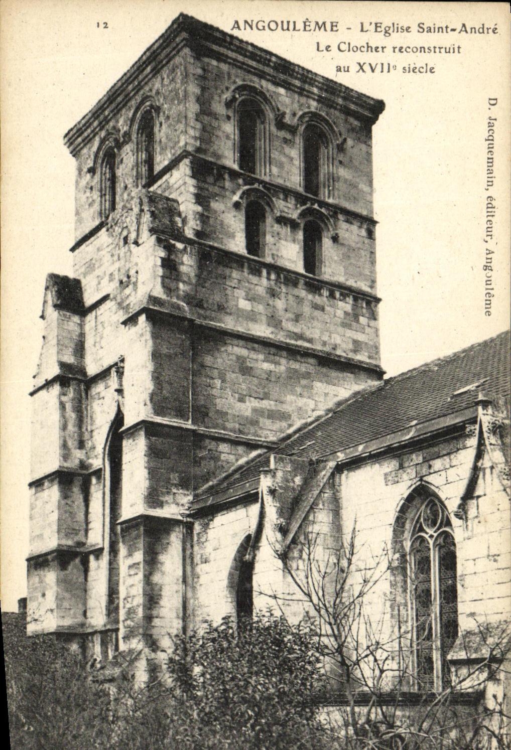 VINTAGE POSTCARD Angouleme L Church Saint Andre rebuilt Cloher