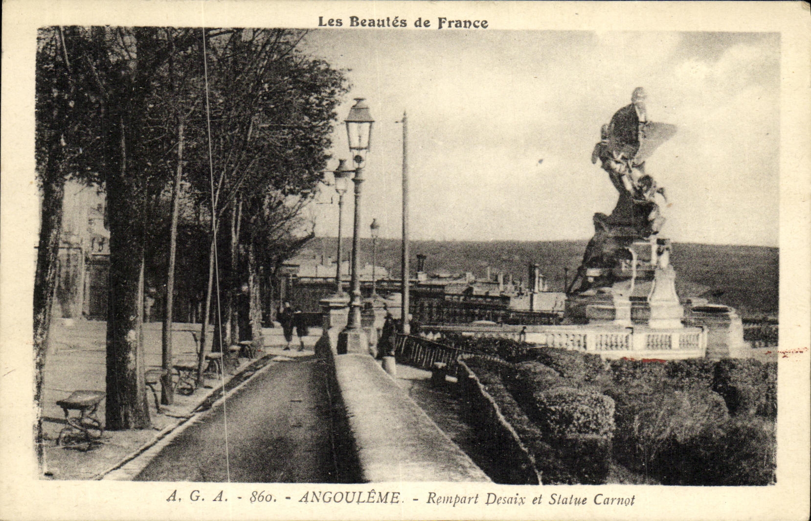 VINTAGE POSTCARD Angouleme Desaix Rampart and Statue Carnot