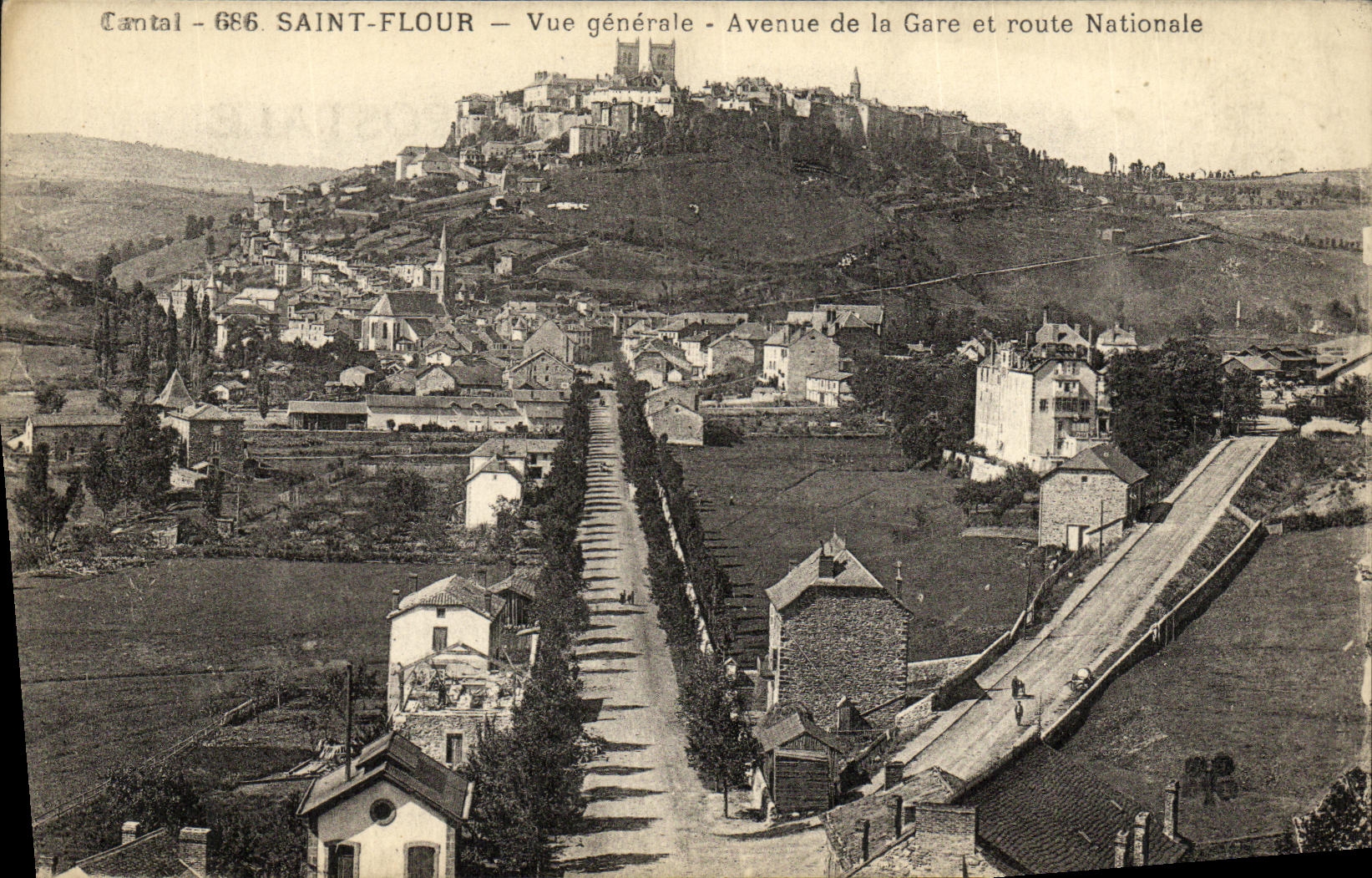 VINTAGE POSTCARD Holy Flour View Which occurred of the Station and trunk road