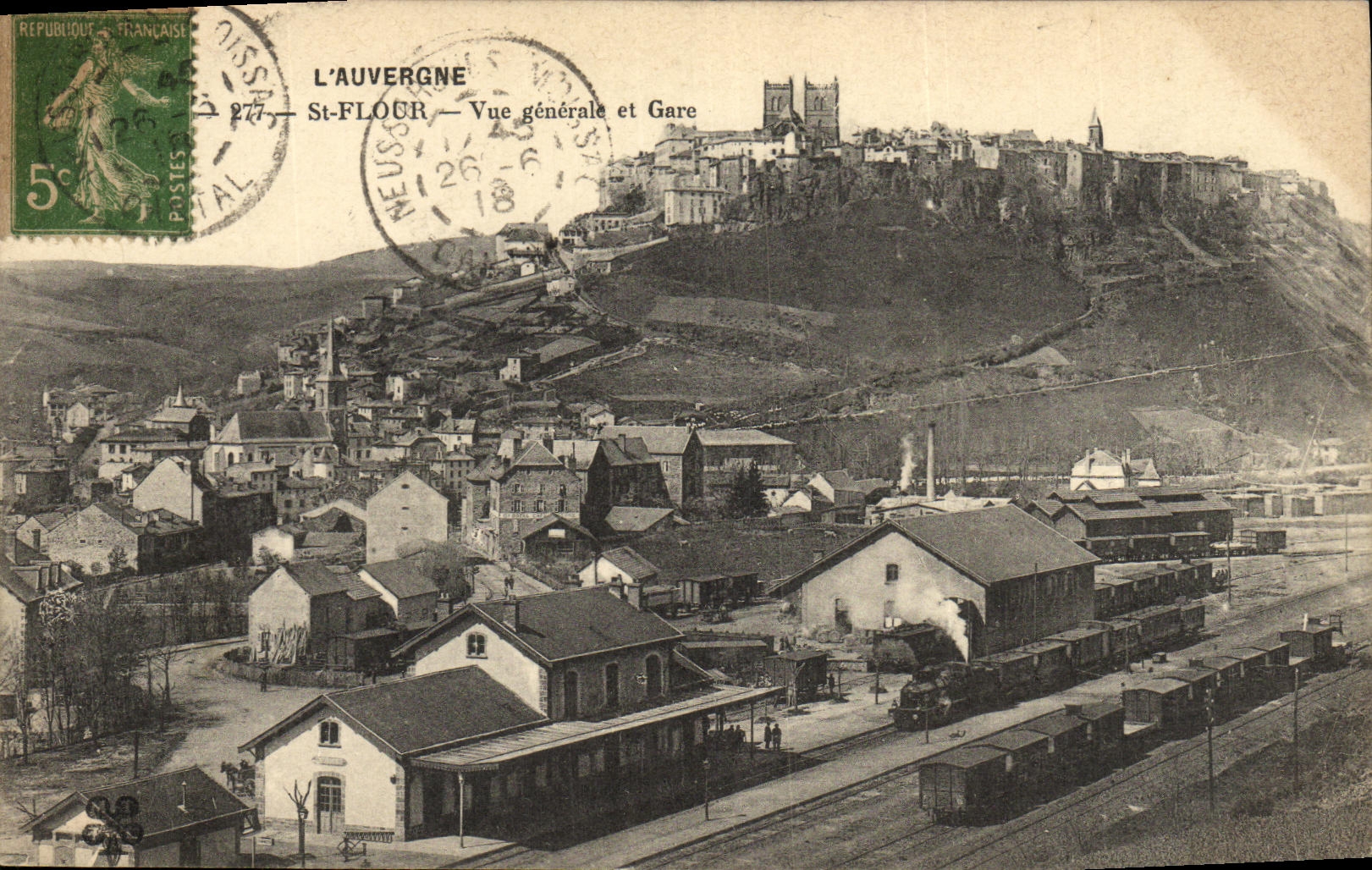VINTAGE POSTCARD Holy Flour View of the station Train