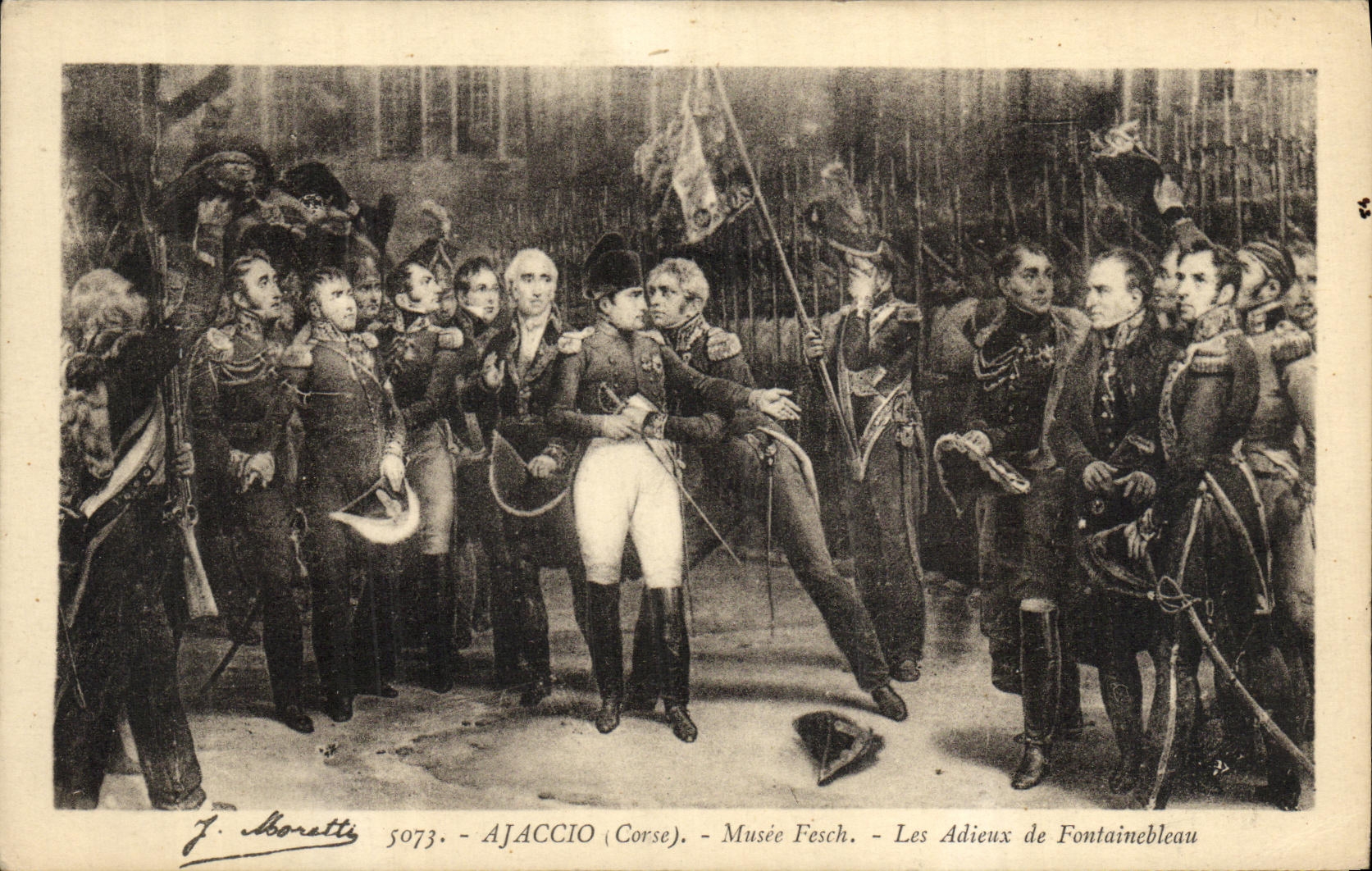 VINTAGE POSTCARD Ajaccio Fesch Museum Good byes of Fontainebleau Napoleon 1st