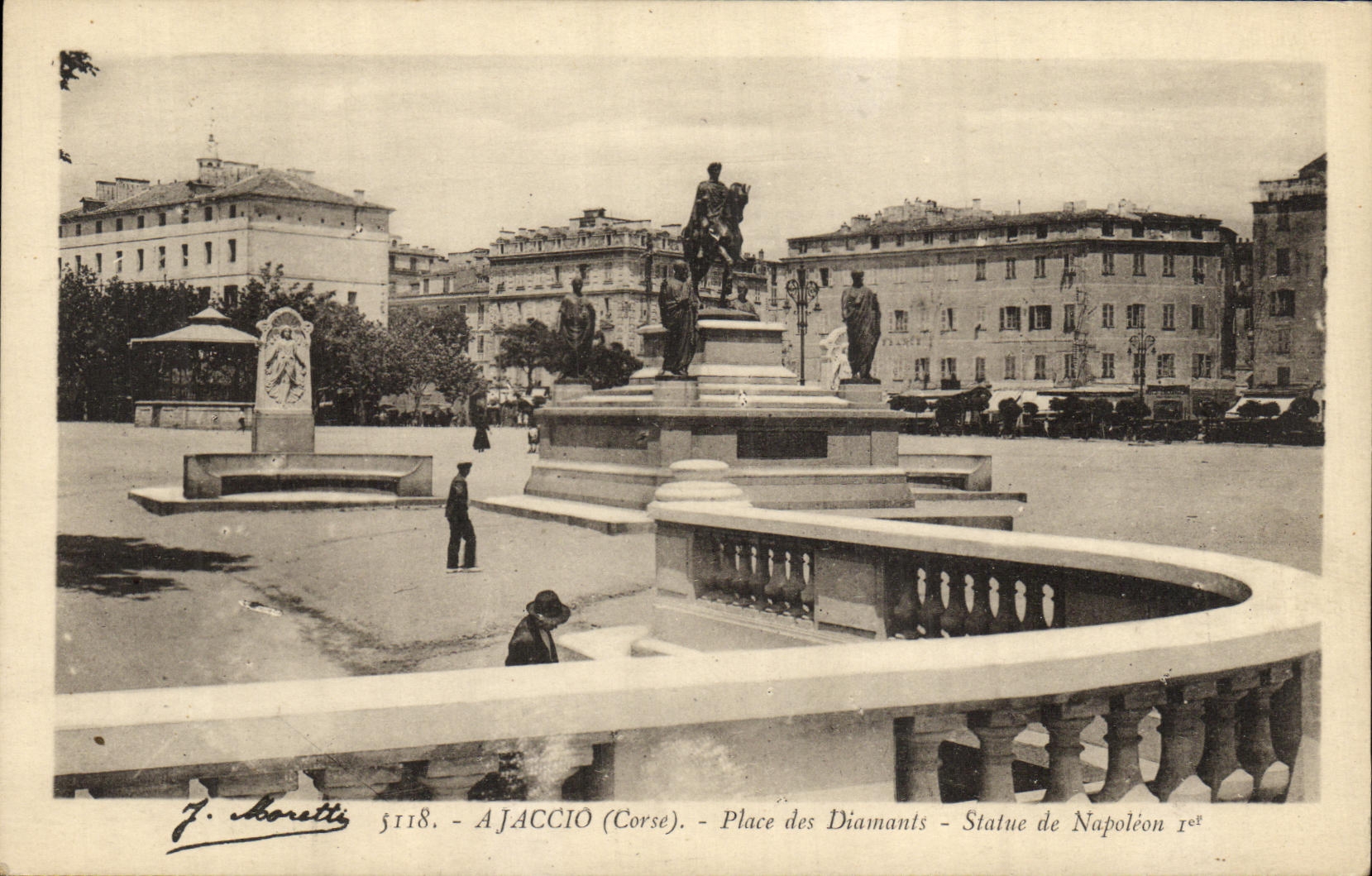 VINTAGE POSTCARD Ajaccio Place Diamonds Rules of Napoleon L er