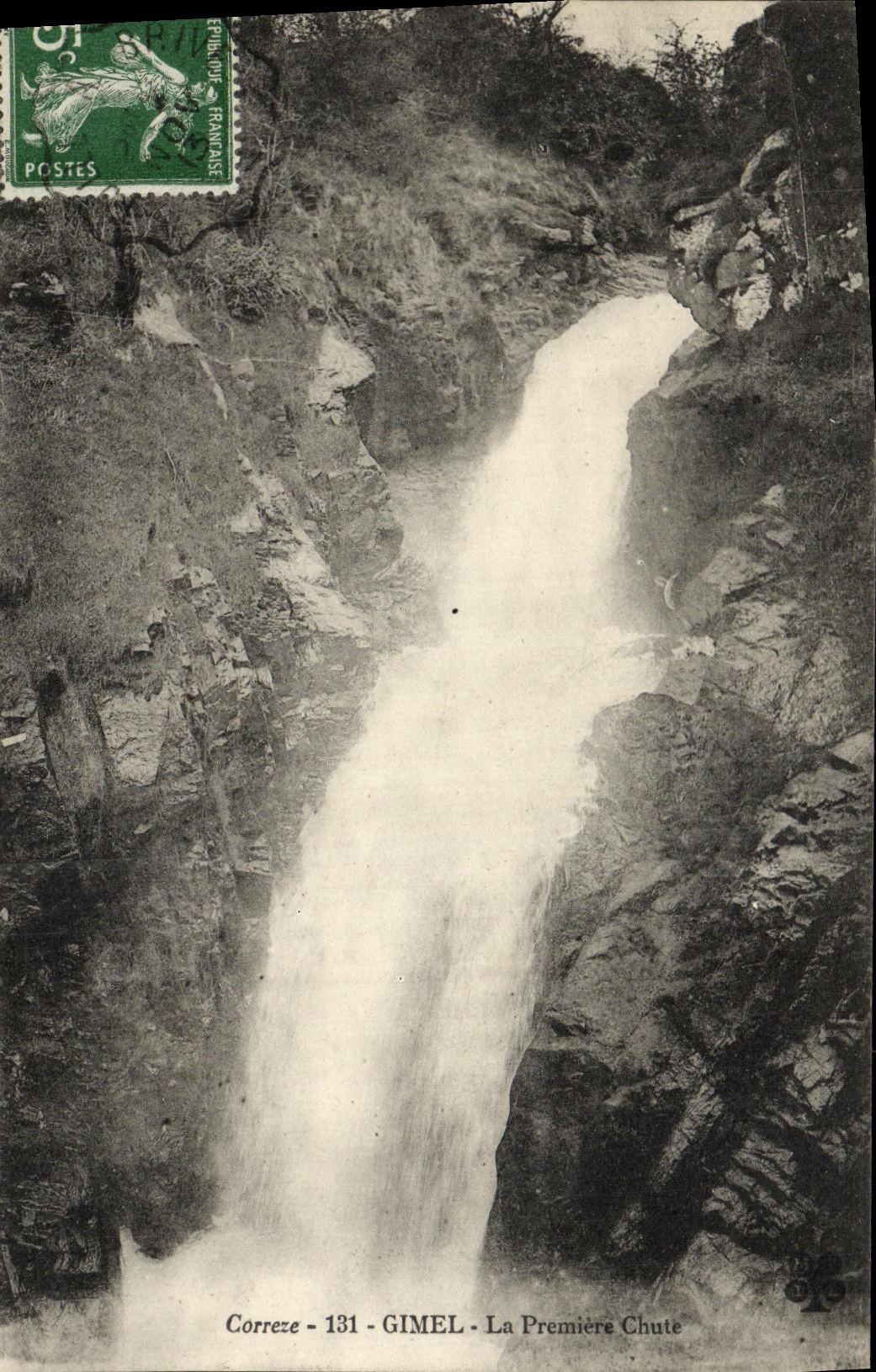 POSTAL Correze Gimel de la VENDIMIA la primera caida