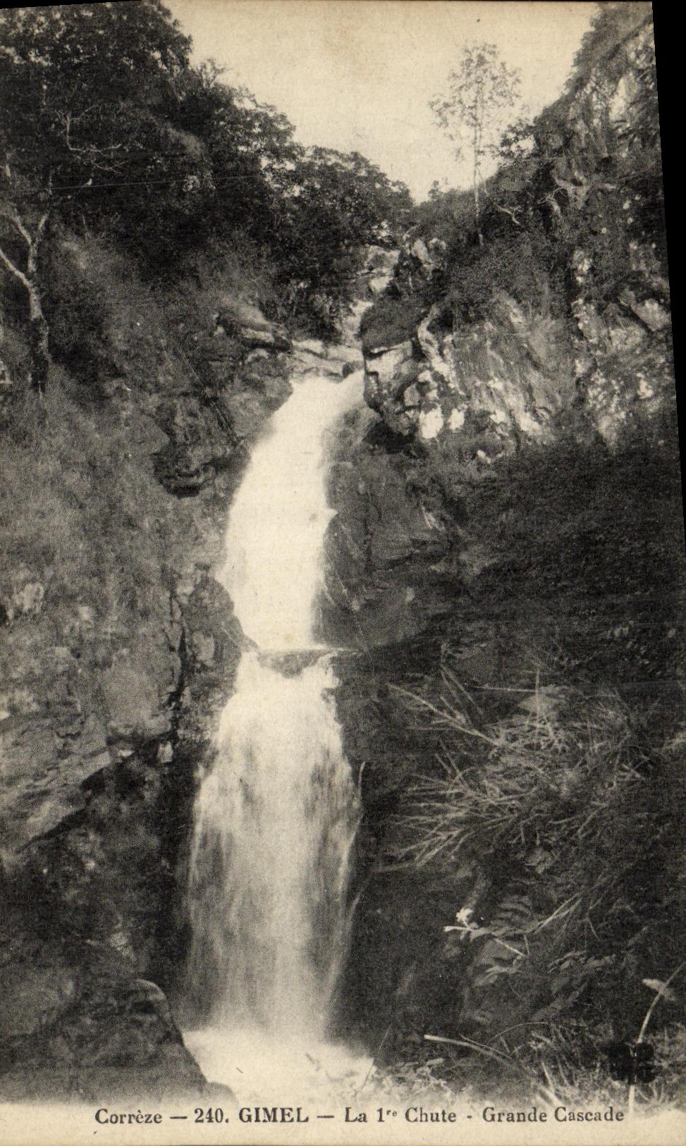 La POSTAL Correze Gimel de la VENDIMIA cae cascada grande
