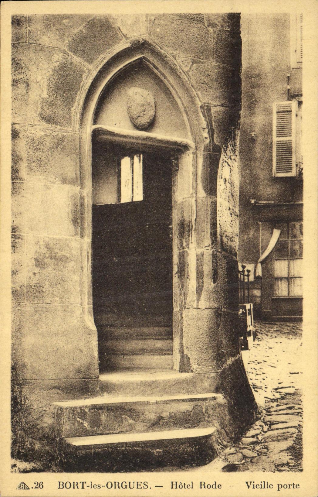 La POSTAL Bort de la VENDIMIA el hotel del organo muele la vieja puerta