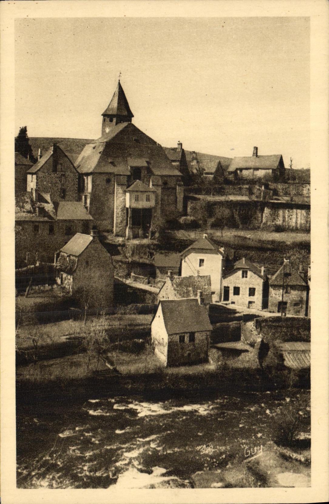 VINTAGE POSTCARD Treignac L Church on Vezere