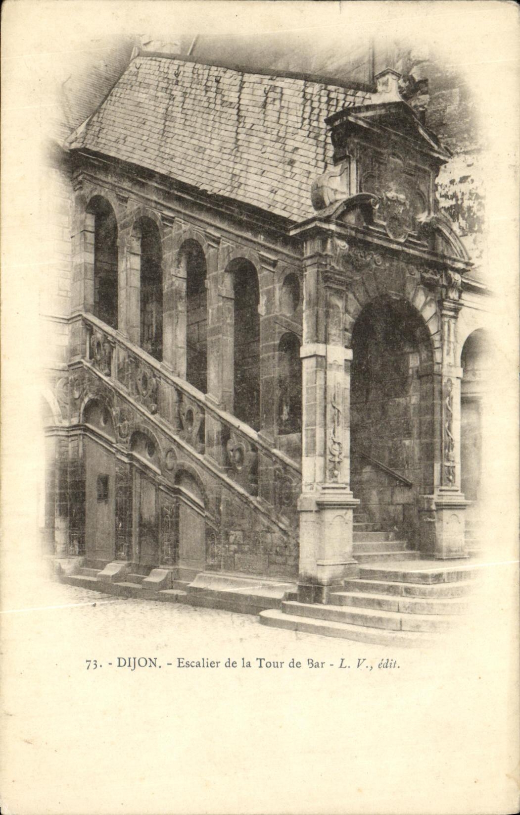 VINTAGE POSTCARD Dijon Staircase of the Tower of Bar