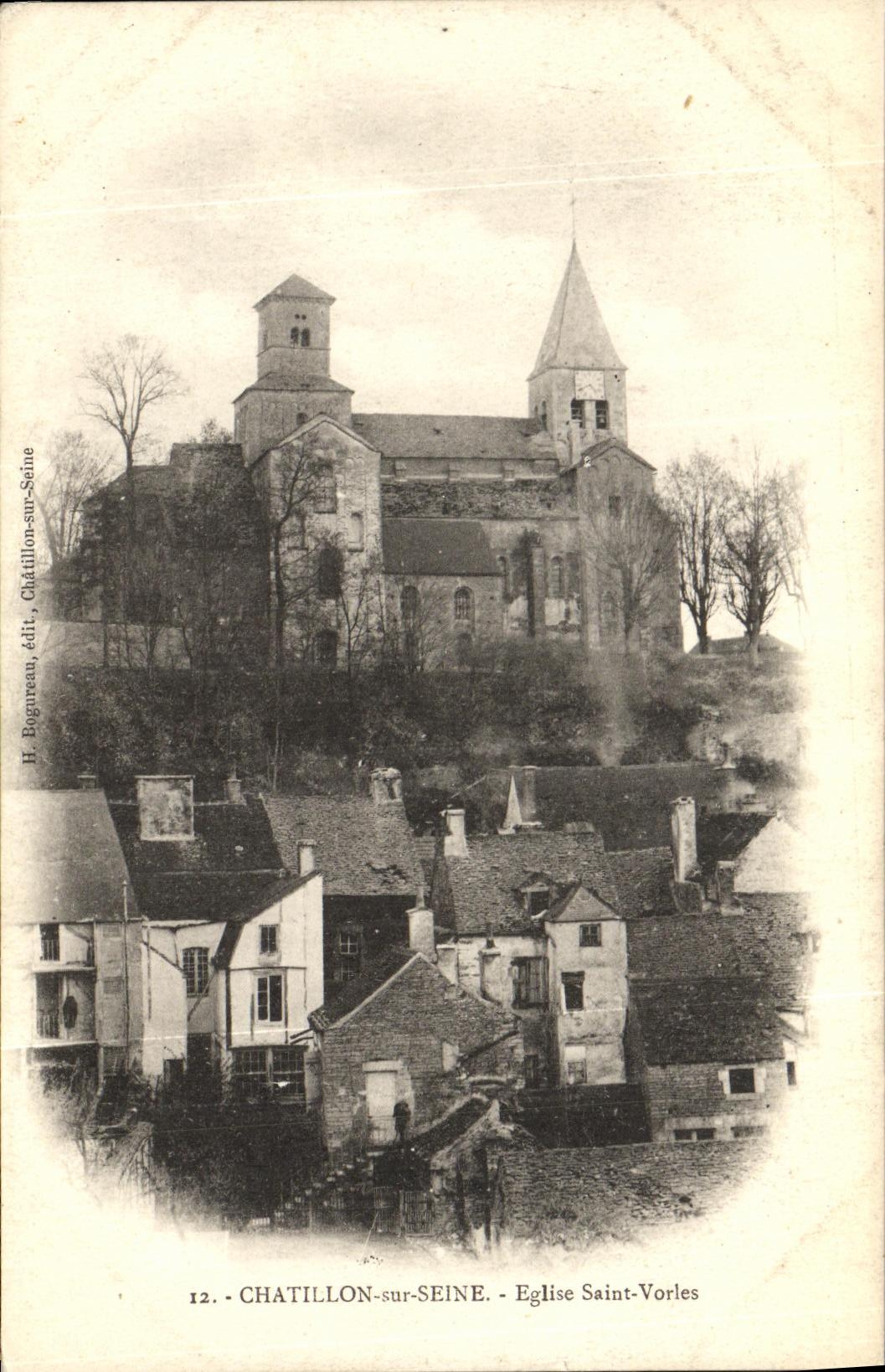 VINTAGE POSTCARD Chatillon on the Seine Church Vorles Saint