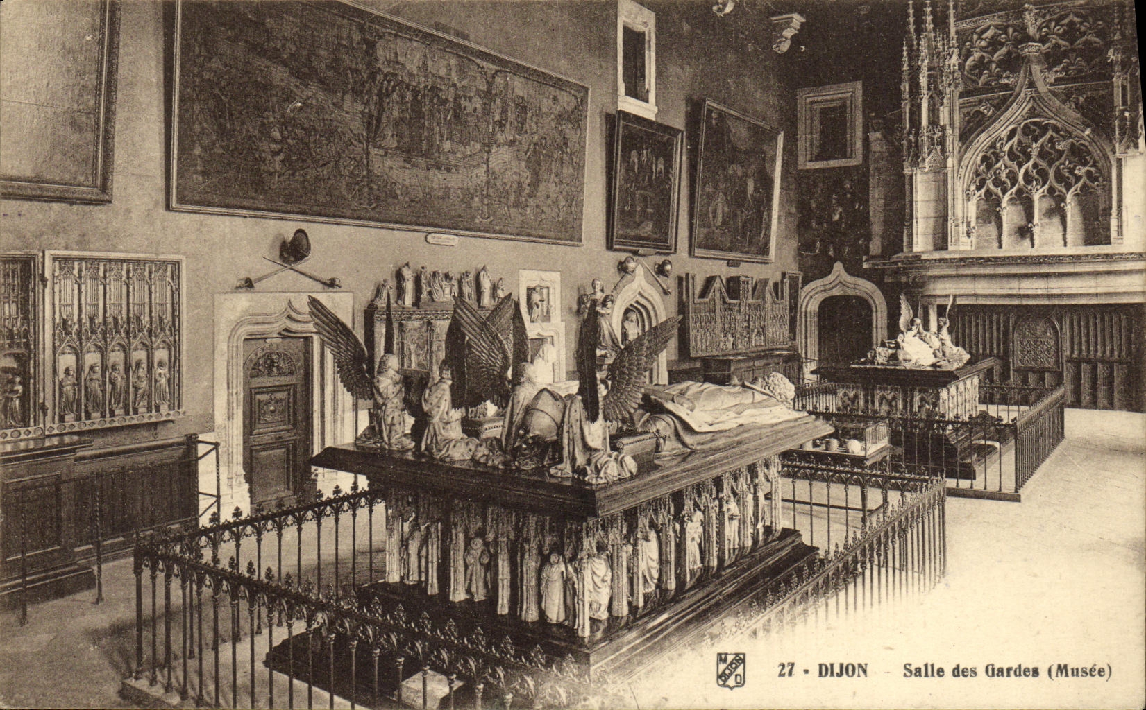 VINTAGE POSTCARD Dijon Room of the Guards Museum