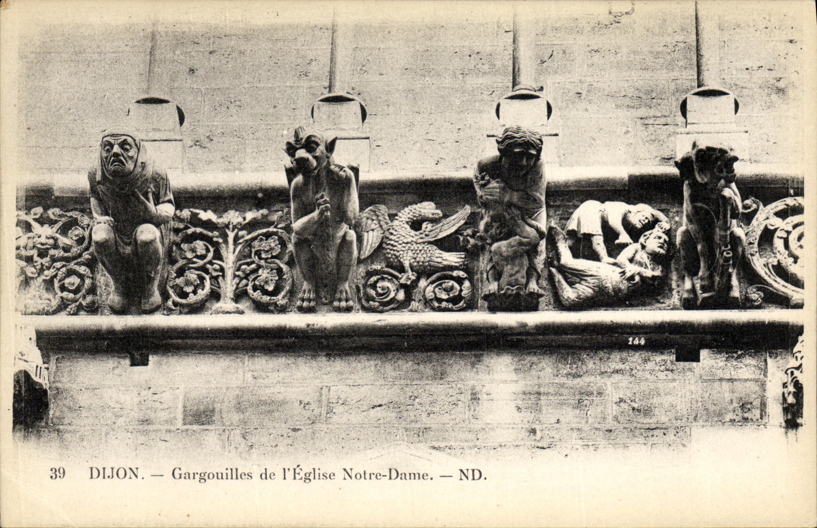 VINTAGE POSTCARD Dijon Waste gas mains of L Notre Dame Church