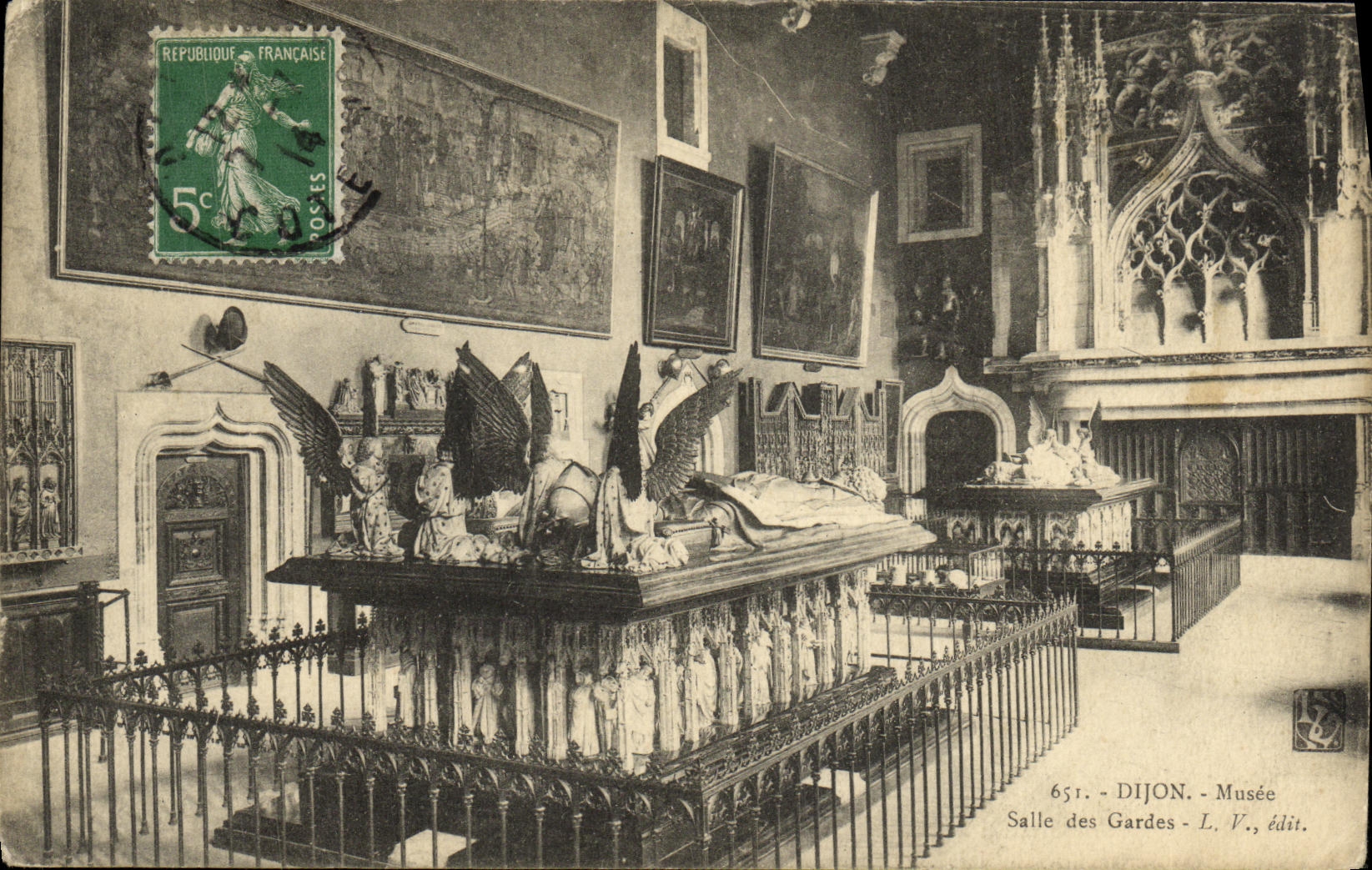 VINTAGE POSTCARD Dijon Room of the Guards