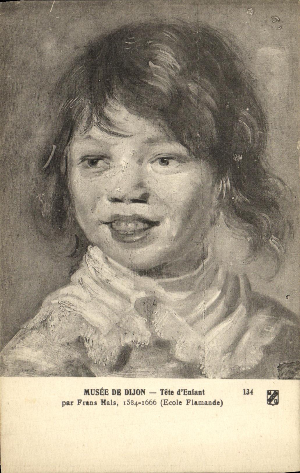 VINTAGE POSTCARD Dijon Museum Of Head D Child by Frans Halls Flemish School