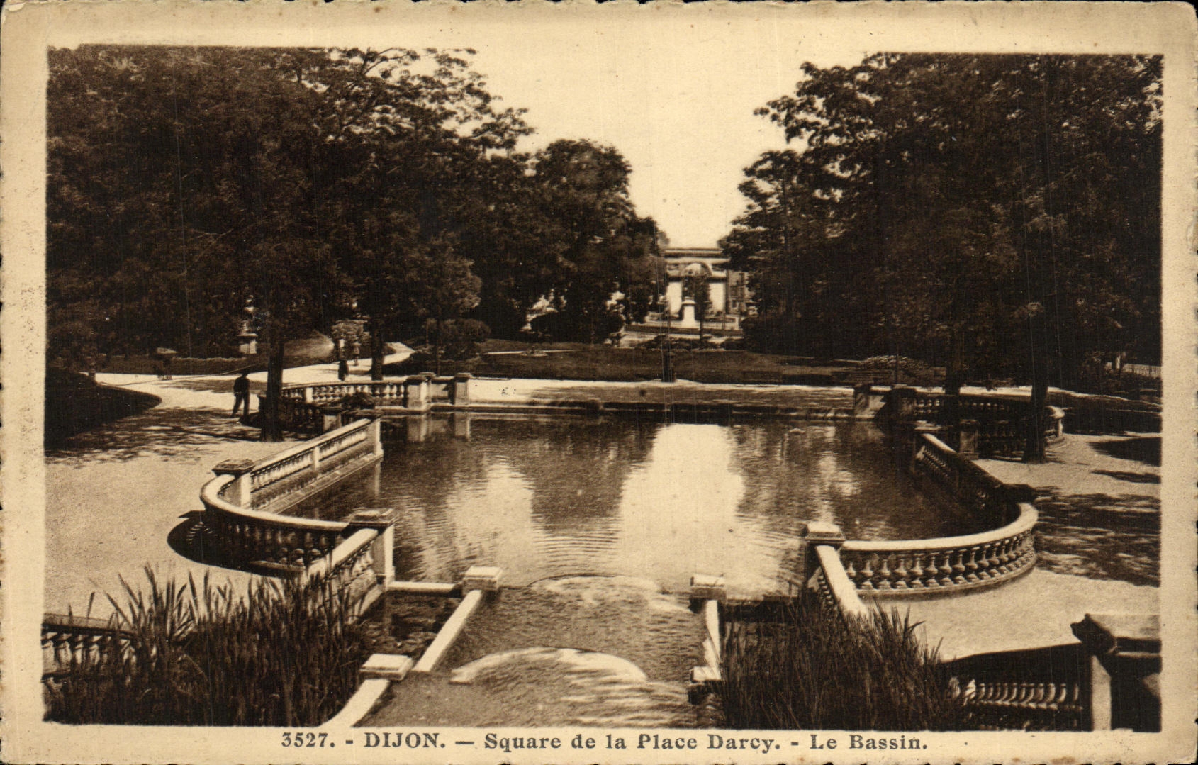 VINTAGE POSTCARD Dijon Public garden of the Place Darcy the Basin