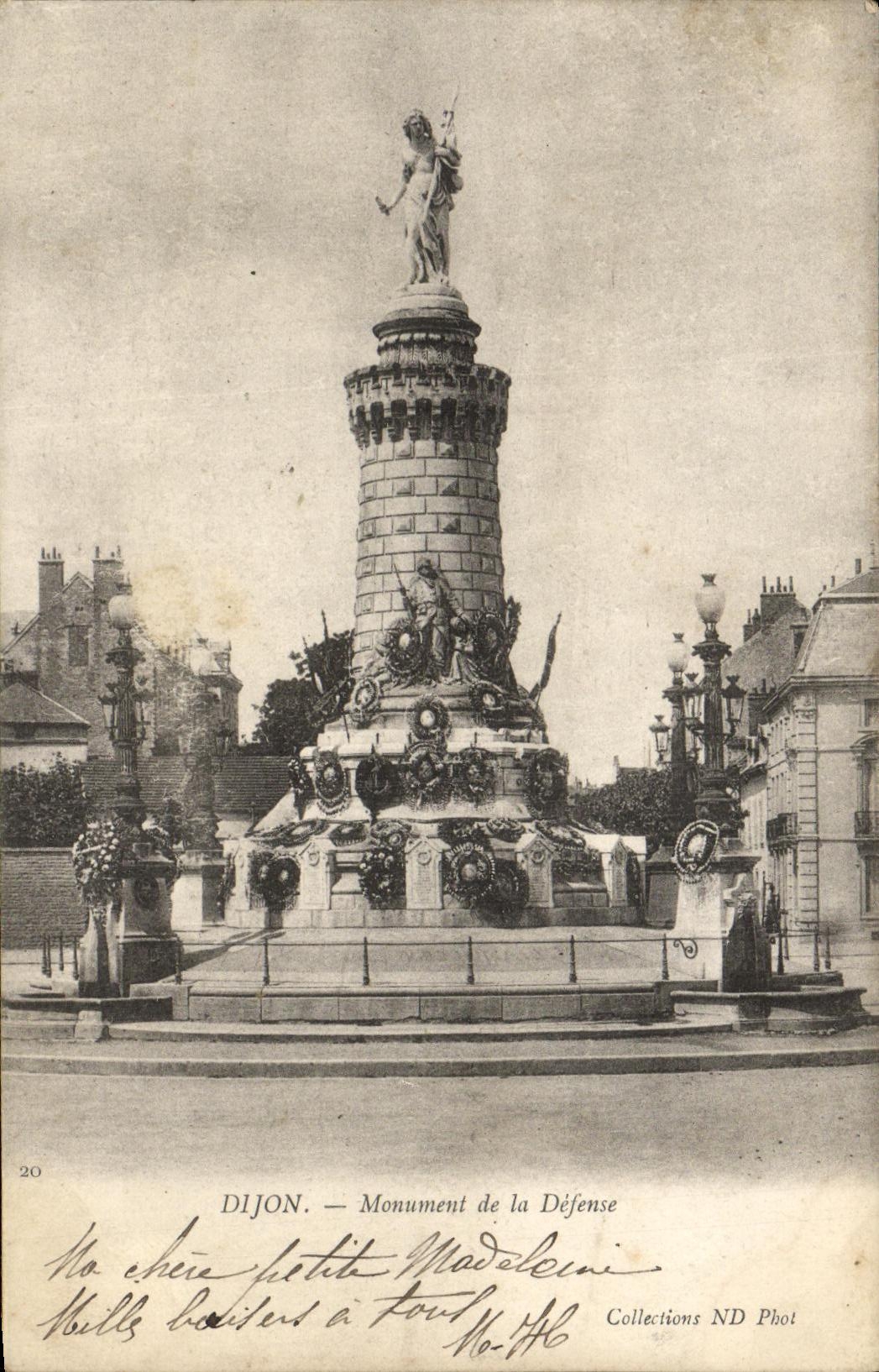 VINTAGE POSTCARD Dijon Monument of Defense
