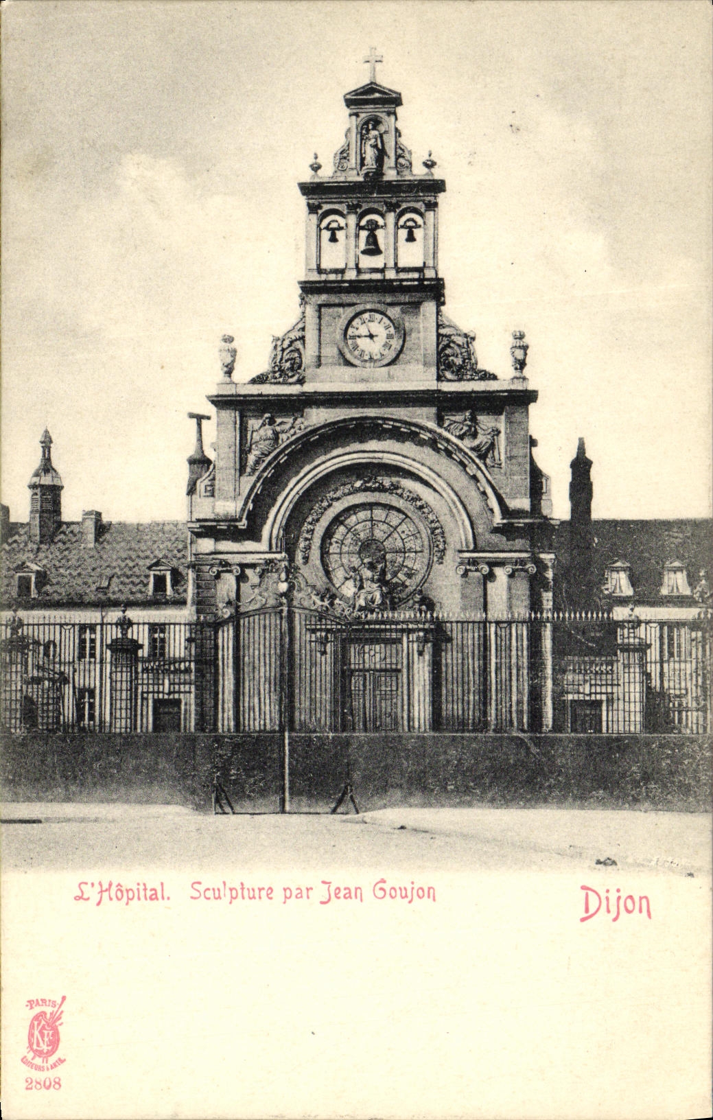 VINTAGE POSTCARD L Hospital Sculpture by Jean Dijon Pin