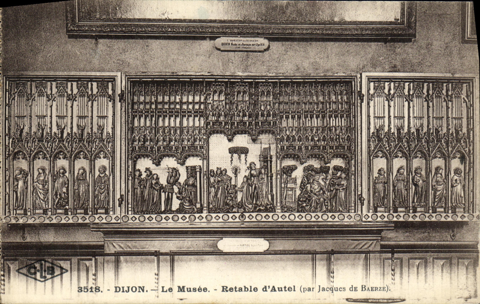 VINTAGE POSTCARD Dijon the Museum Retable D Furnace bridge Jacques de Baerze