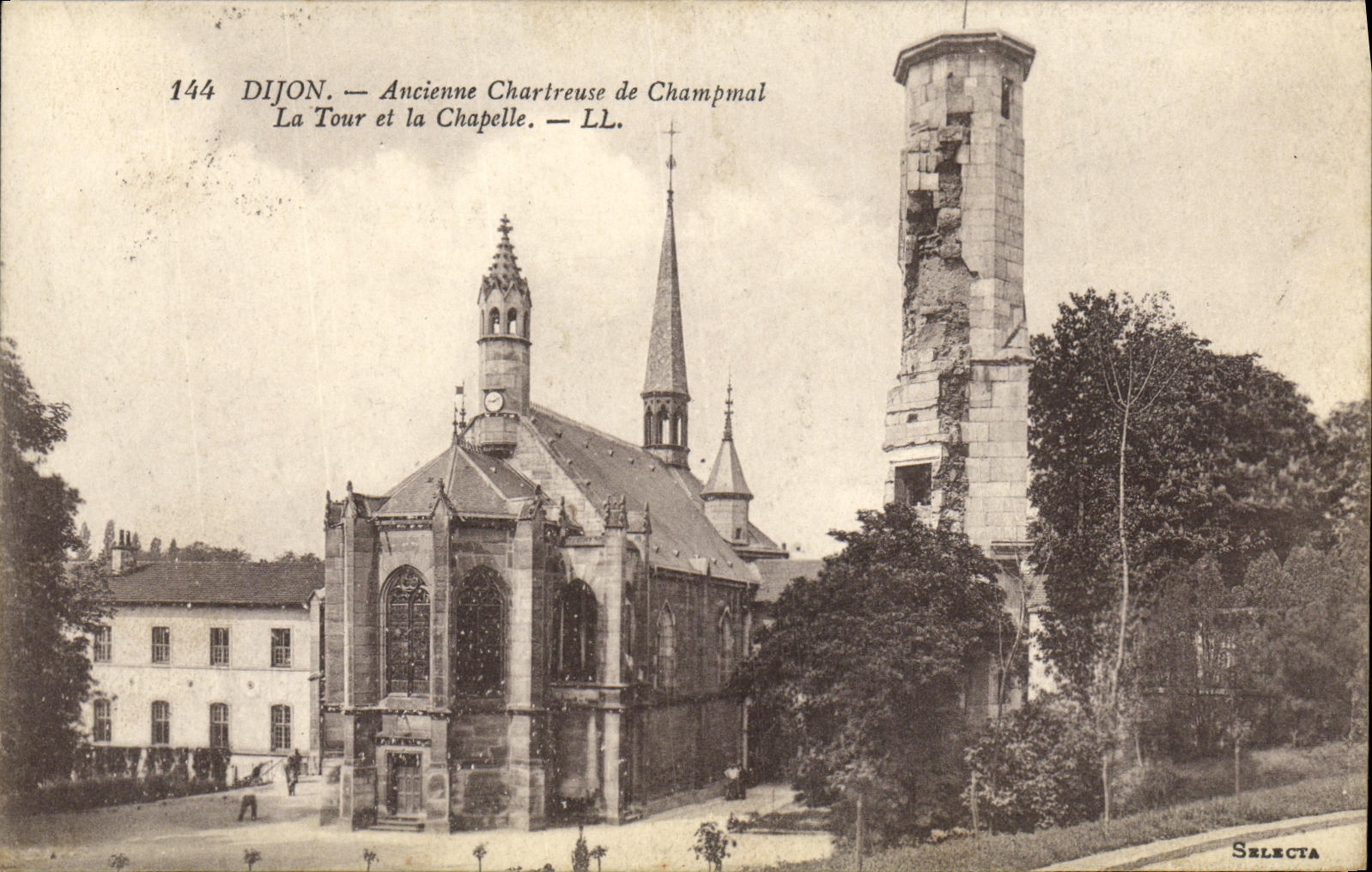 VINTAGE POSTCARD Dijon Old Chartreuse de Champmal the Tower and the Vault