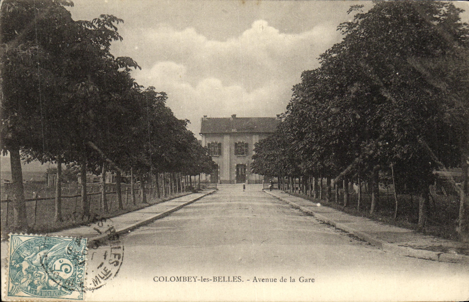 VINTAGE POSTCARD Colombey Beautiful the Avenue of the Station