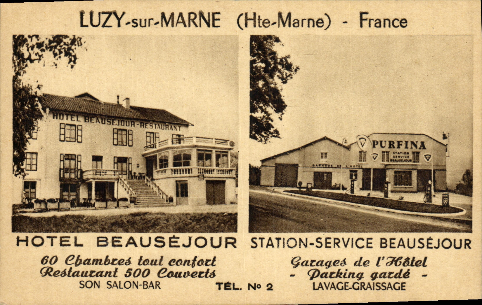 VINTAGE POSTCARD Luzy on the Marne France Hotel Beausejour Purfina