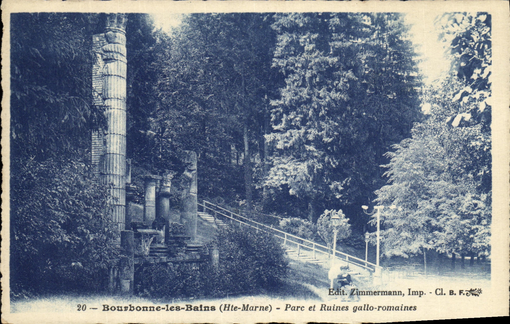 CPA Bourbonne Les Bains Parc et Ruines Gallo Romaines