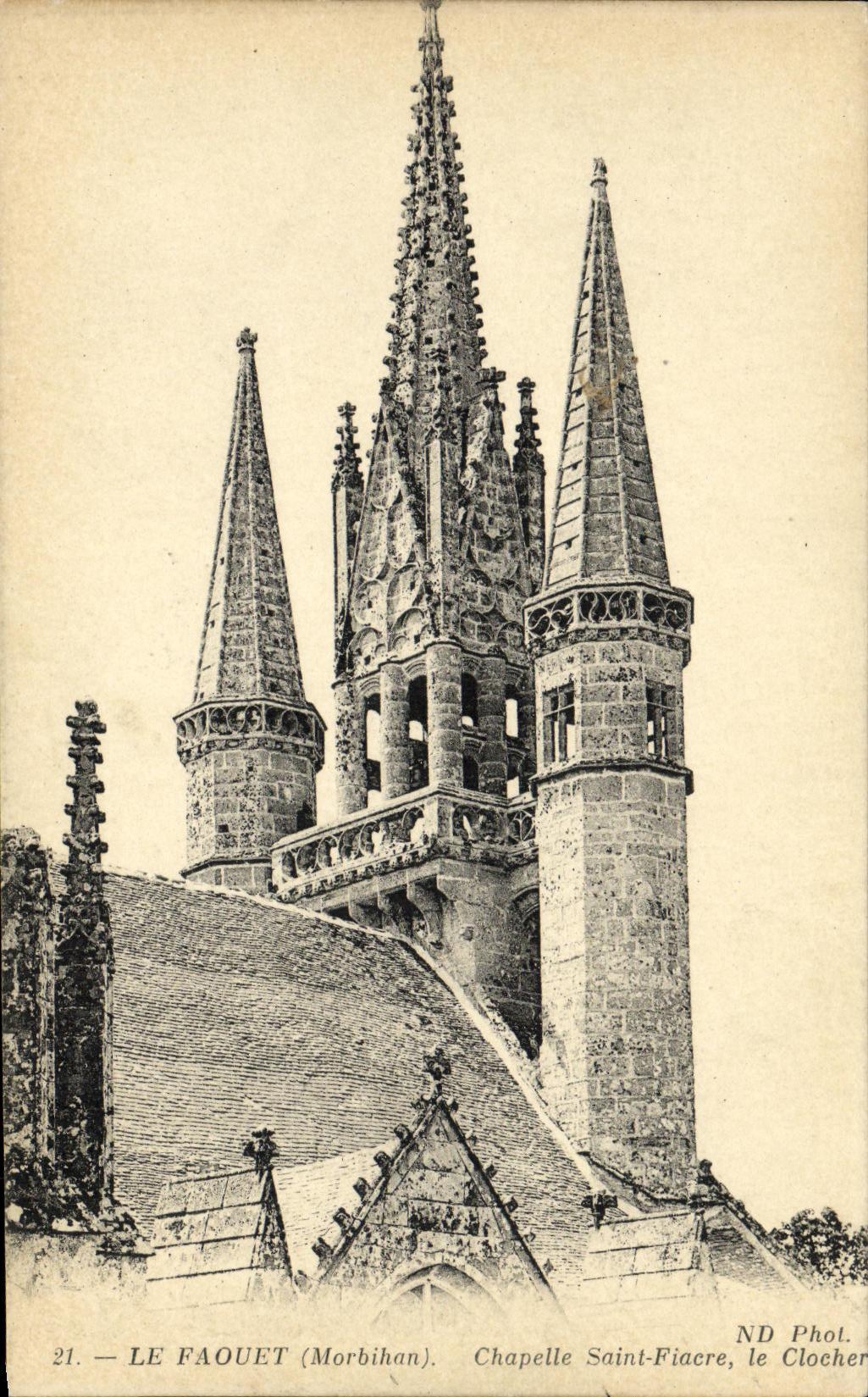 VINTAGE POSTCARD Faouet Vault Saint Hackney carriage the Bell tower